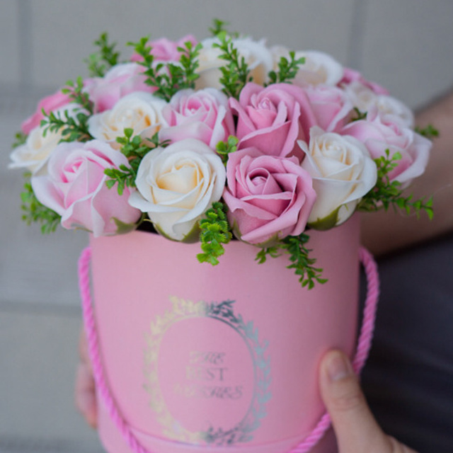 Photos of flower arrangements made from soap