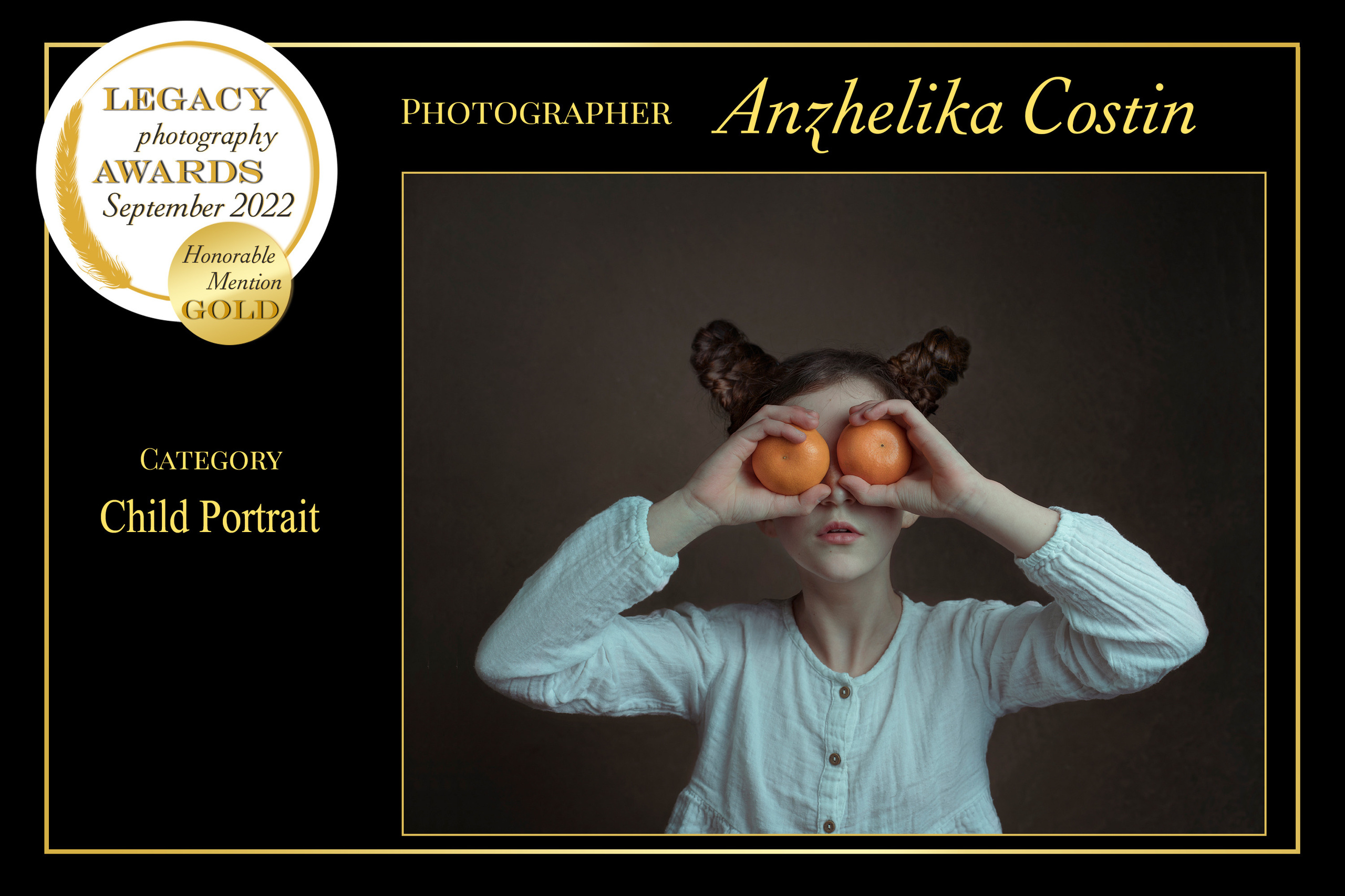 Awards Anzhelika Costin. Anzhelika Costin fine art Porträts und Familien Fotografie in Fulda