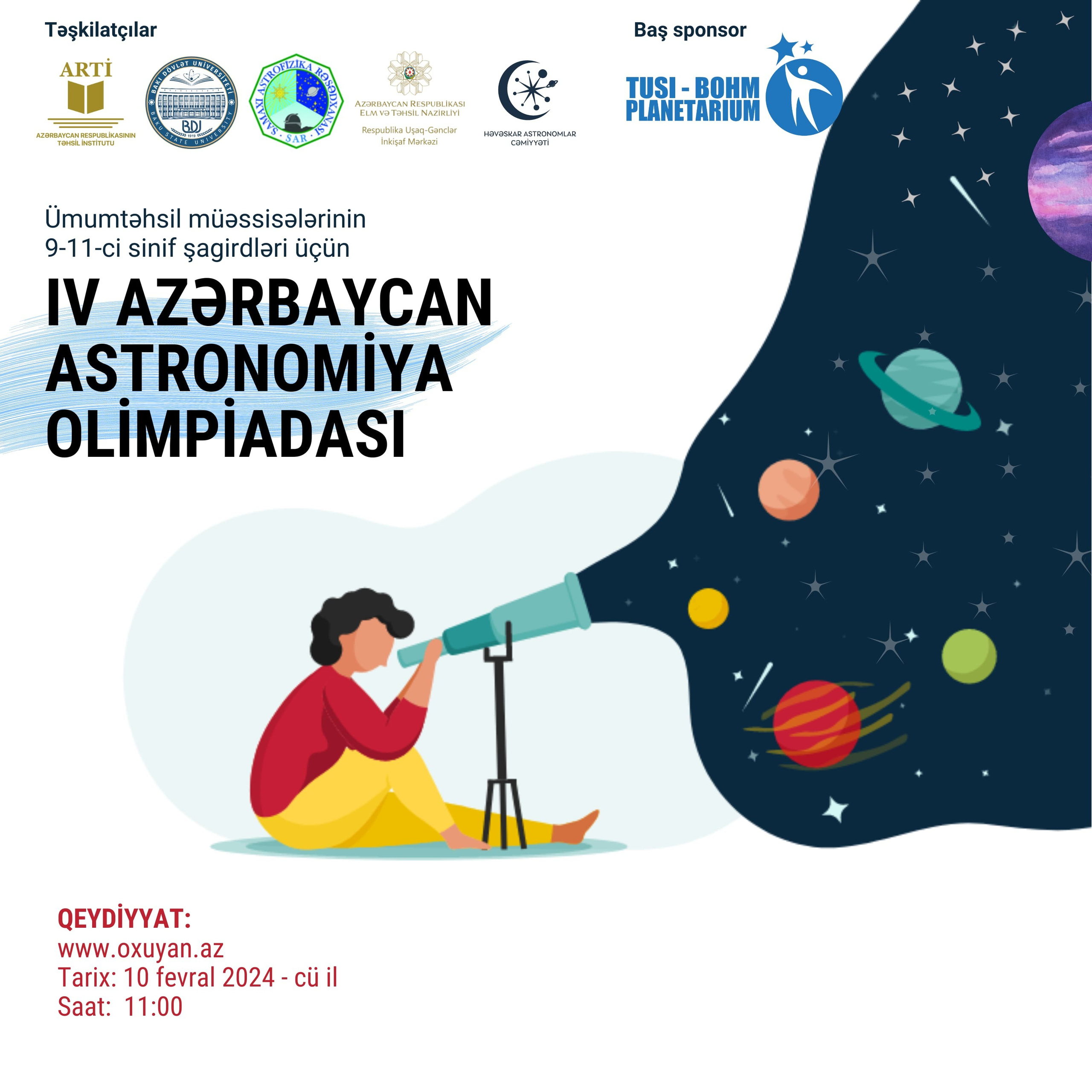 IV Azərbaycan Astronomiya Olimpiadasının respublika seçim turu keçiriləcək. Həvəskar Astronomlar Cəmiyyəti — Astronomy.az