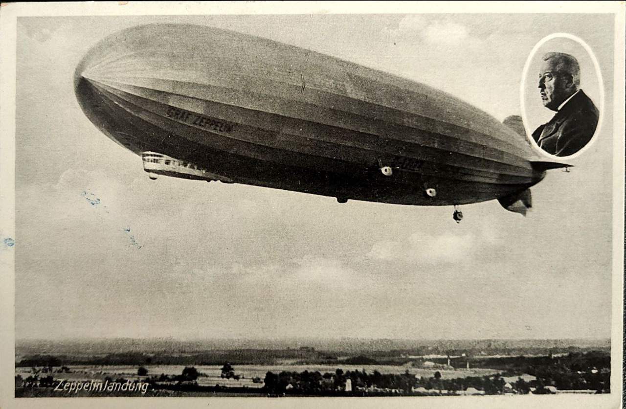старинная открытка дирижабль «Граф Цеппелин»