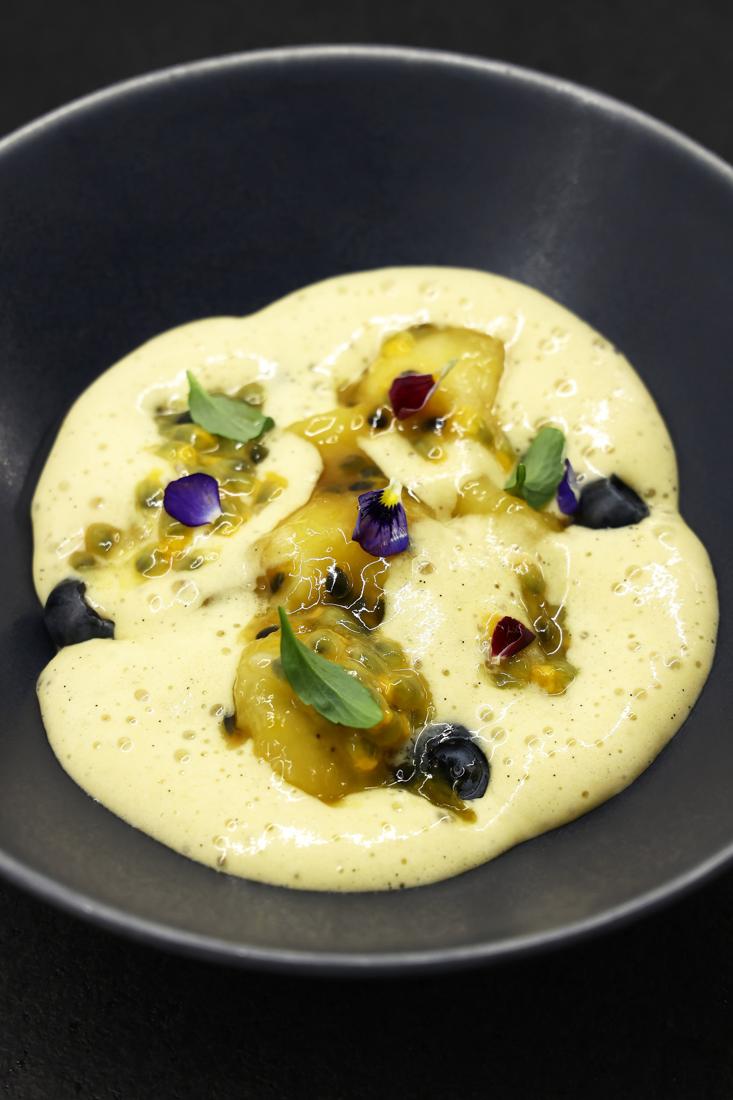 Creme Brûlée Foam with Banana & Passion Fruit Caramel — Recipe. Max Griss I Food Photography & Videography Helsinki