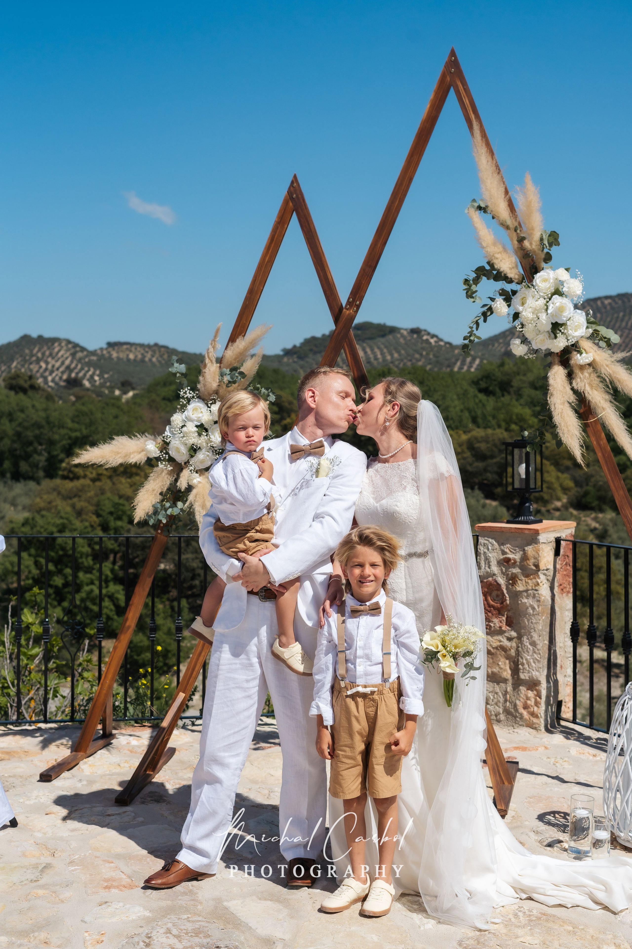 Bride and groom photos at the private villa by the pool