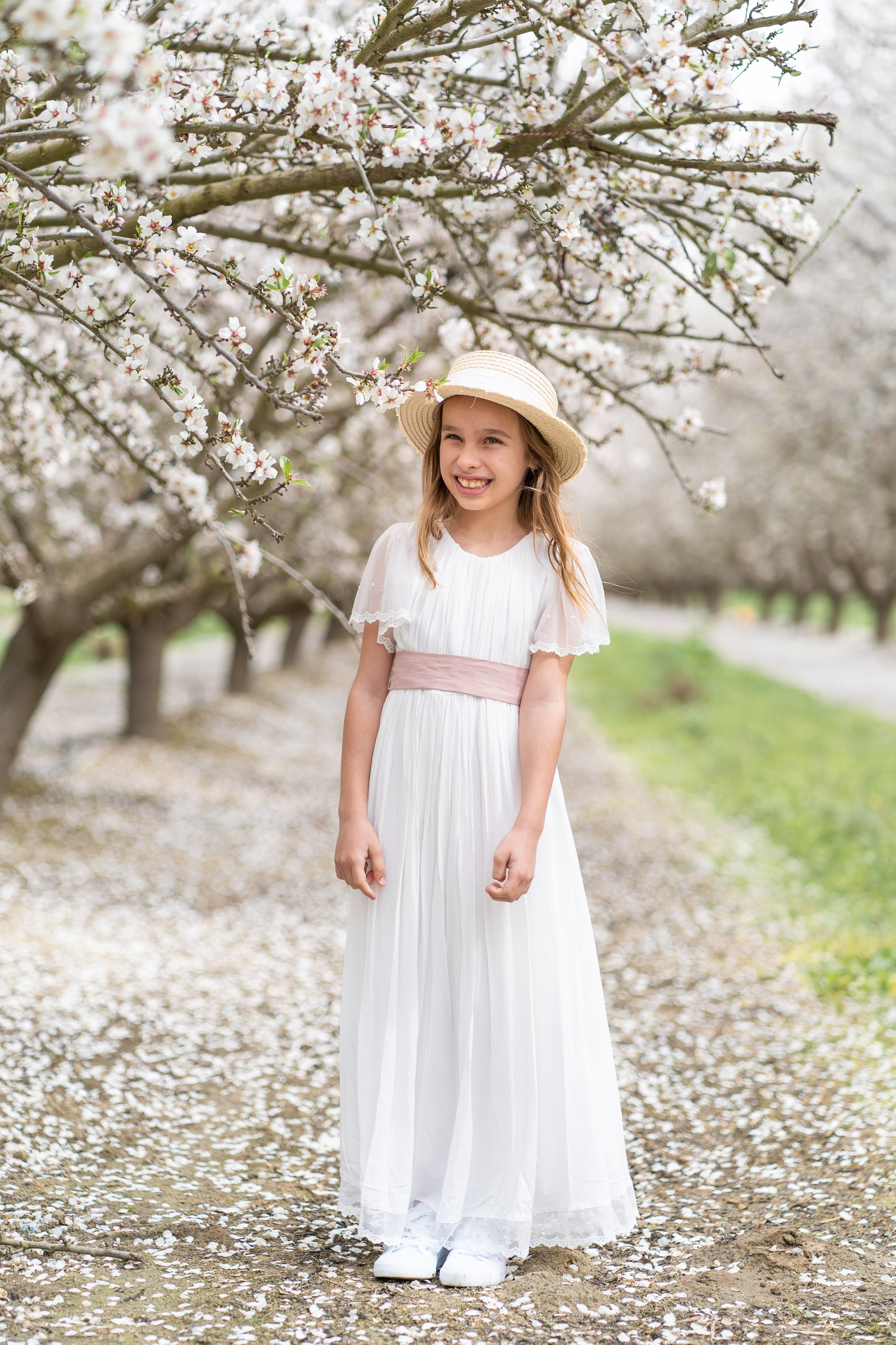 Almond blossom photoshoot near Bakersfield, California