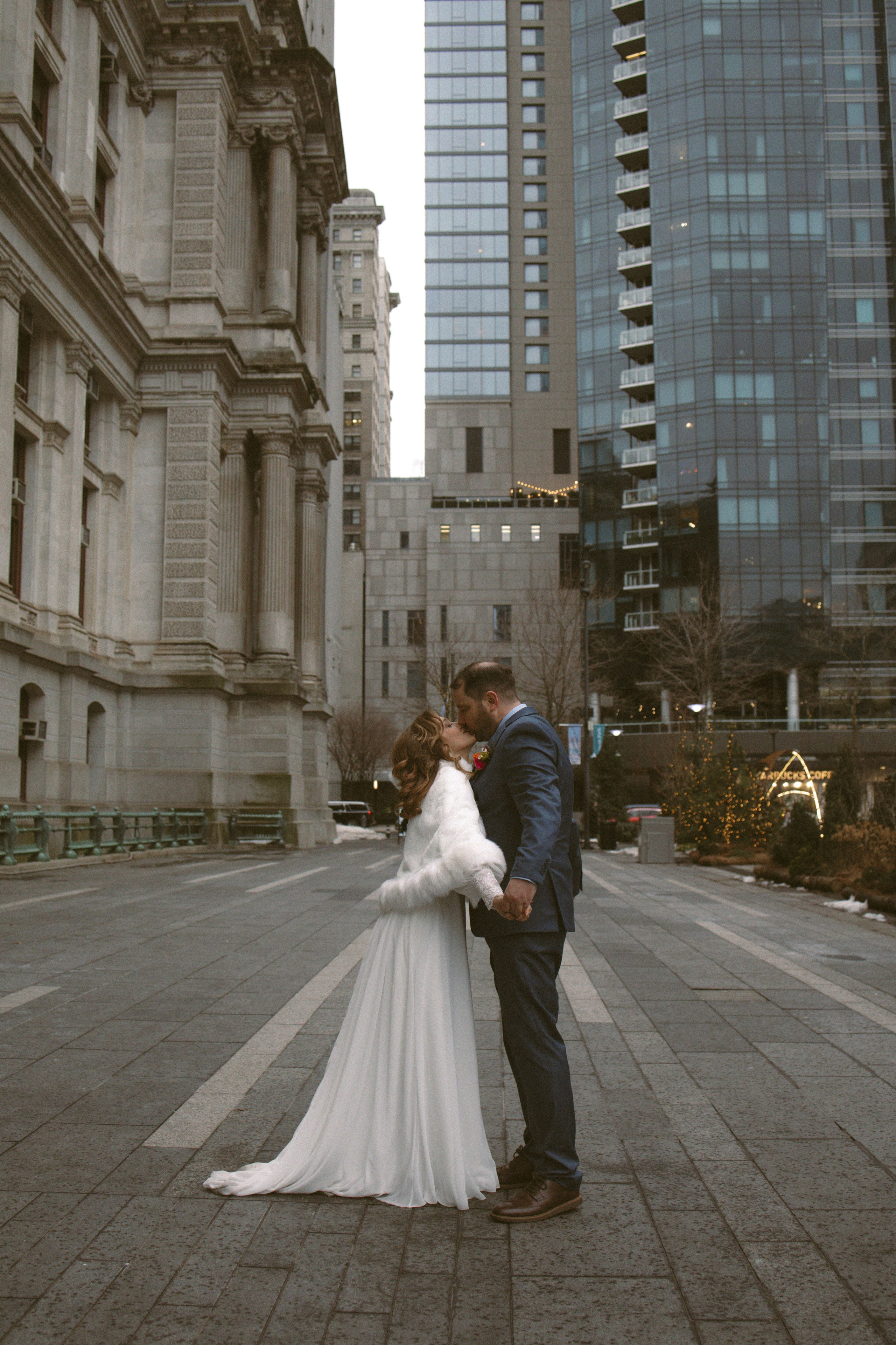 Bride and groom hugging on their wedding day