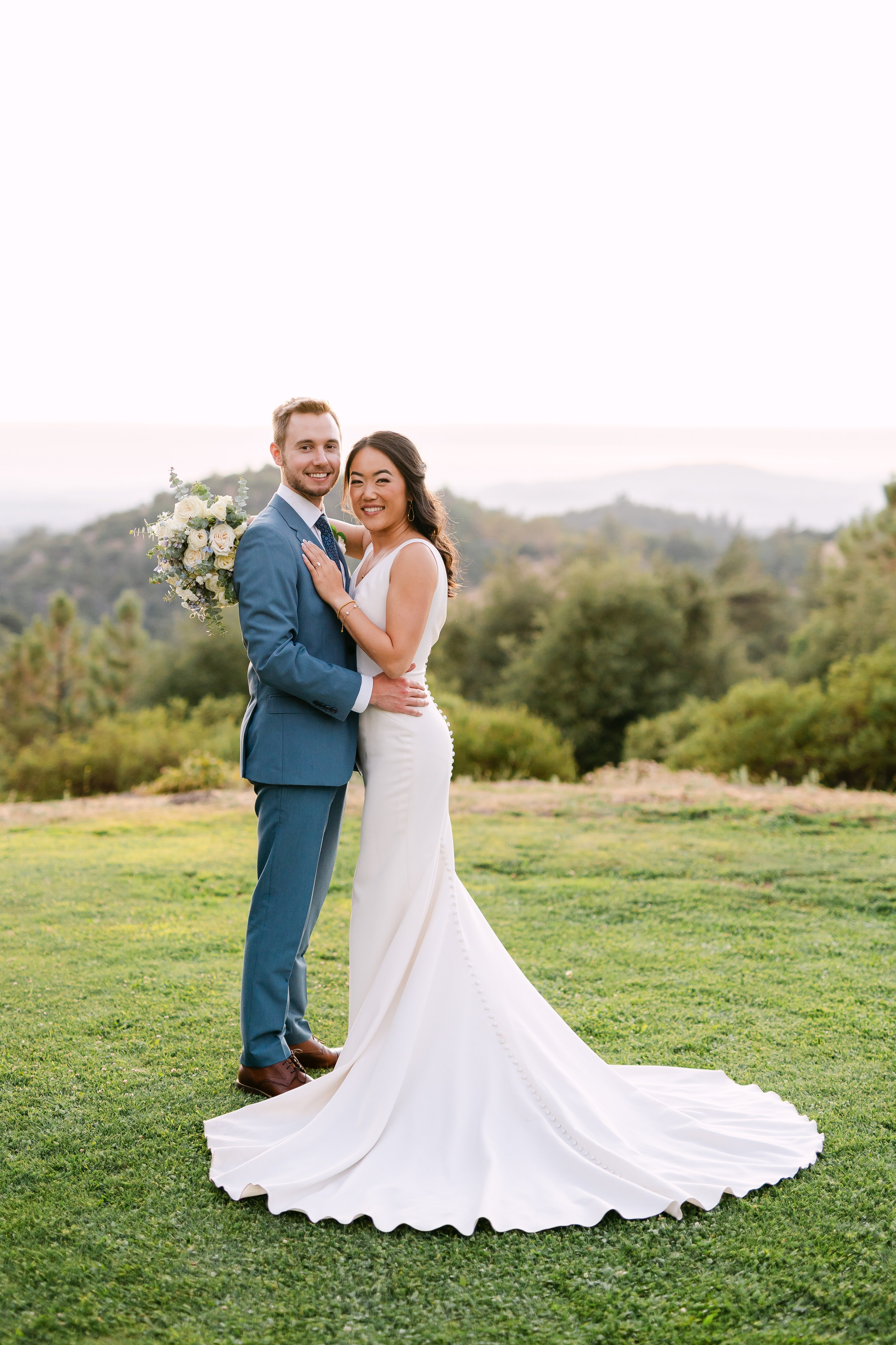 Asian wedding couple romantic light and airy photo
