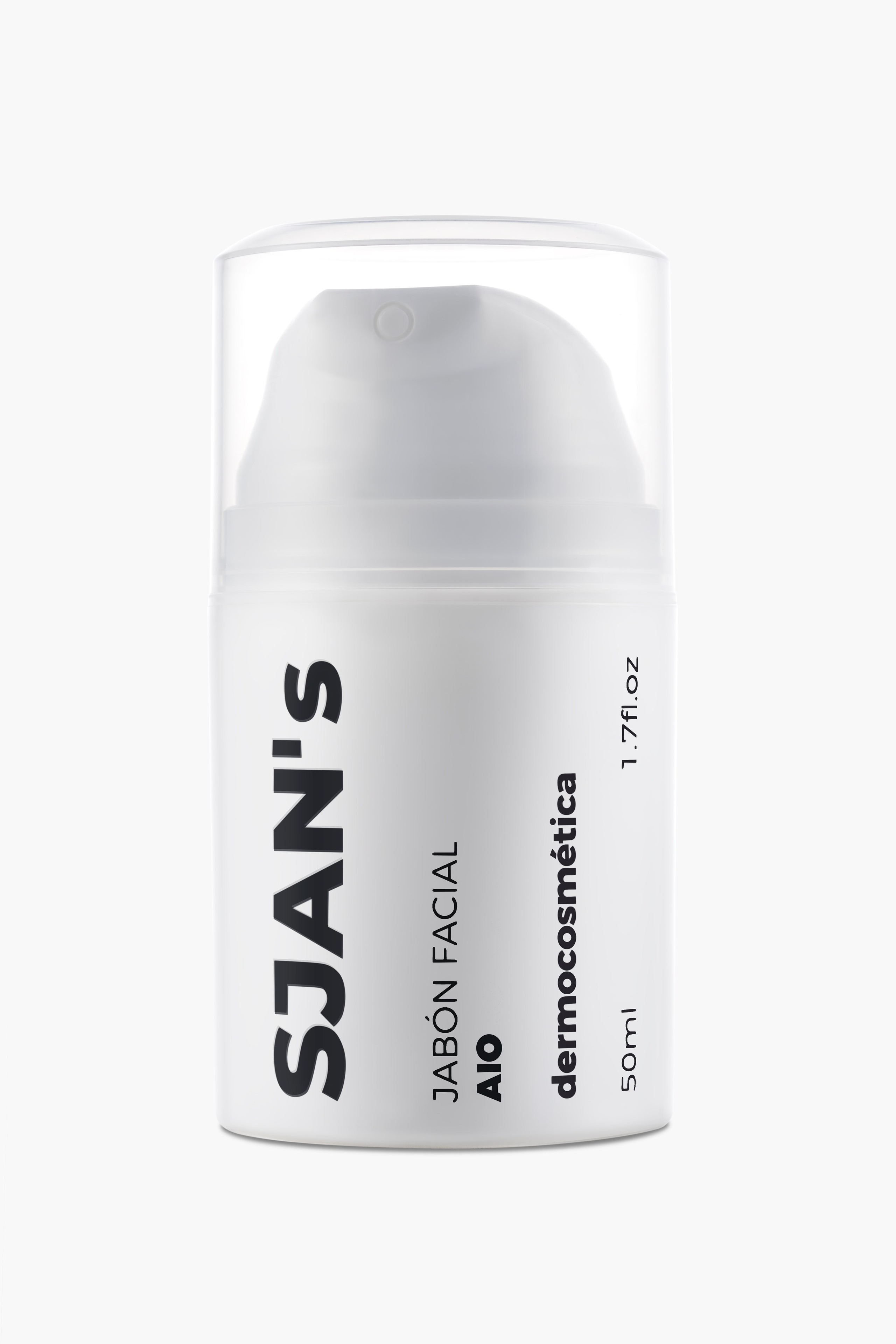 SJAN'S AIO facial cleanser, catalogue listing on a light background
