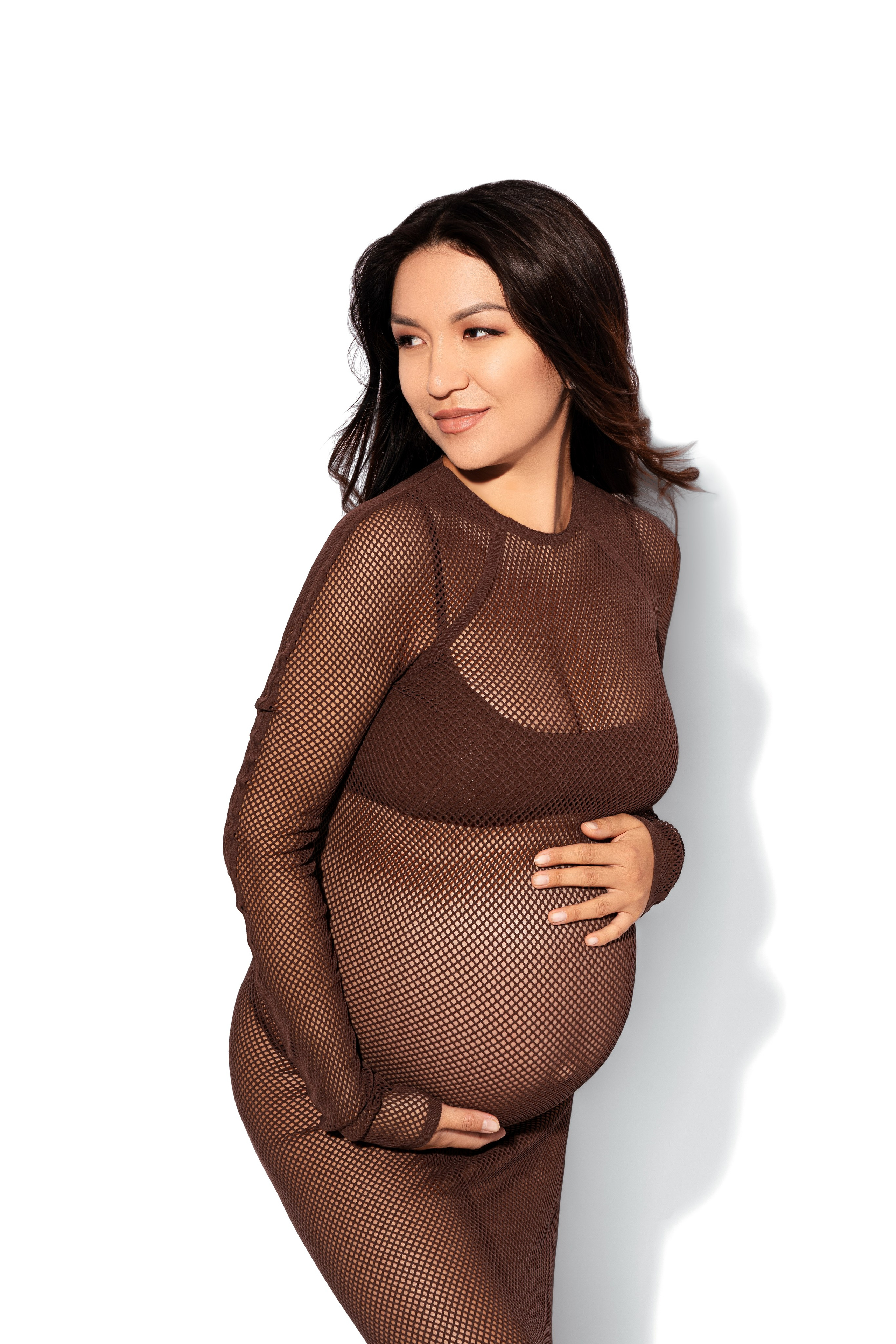 Elegant couple maternity portrait in Los Angeles studio