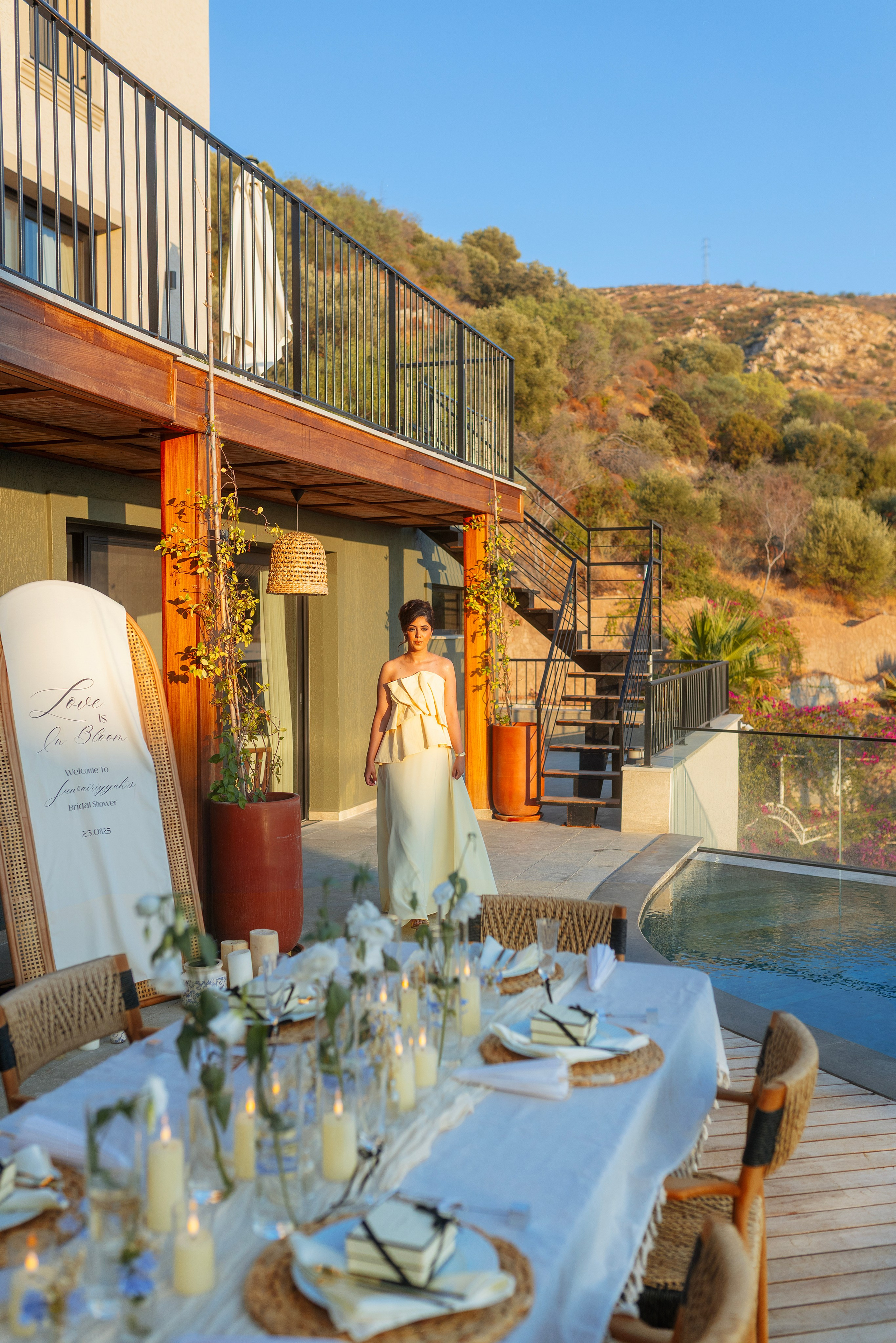 Bride during pre-wedding dinner in Bodrum