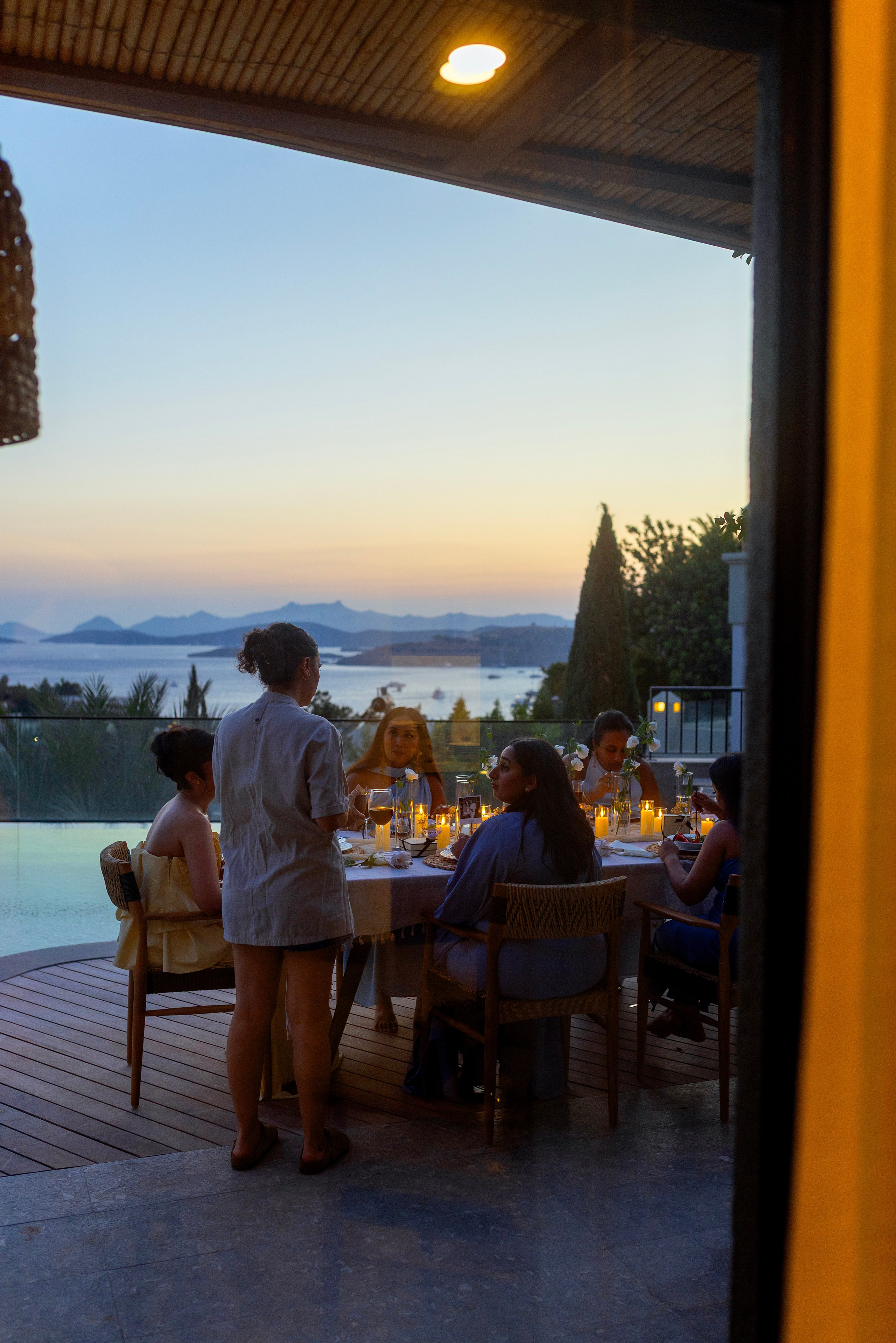 VIP catering setup with Jo Malone gift box and champagne glass