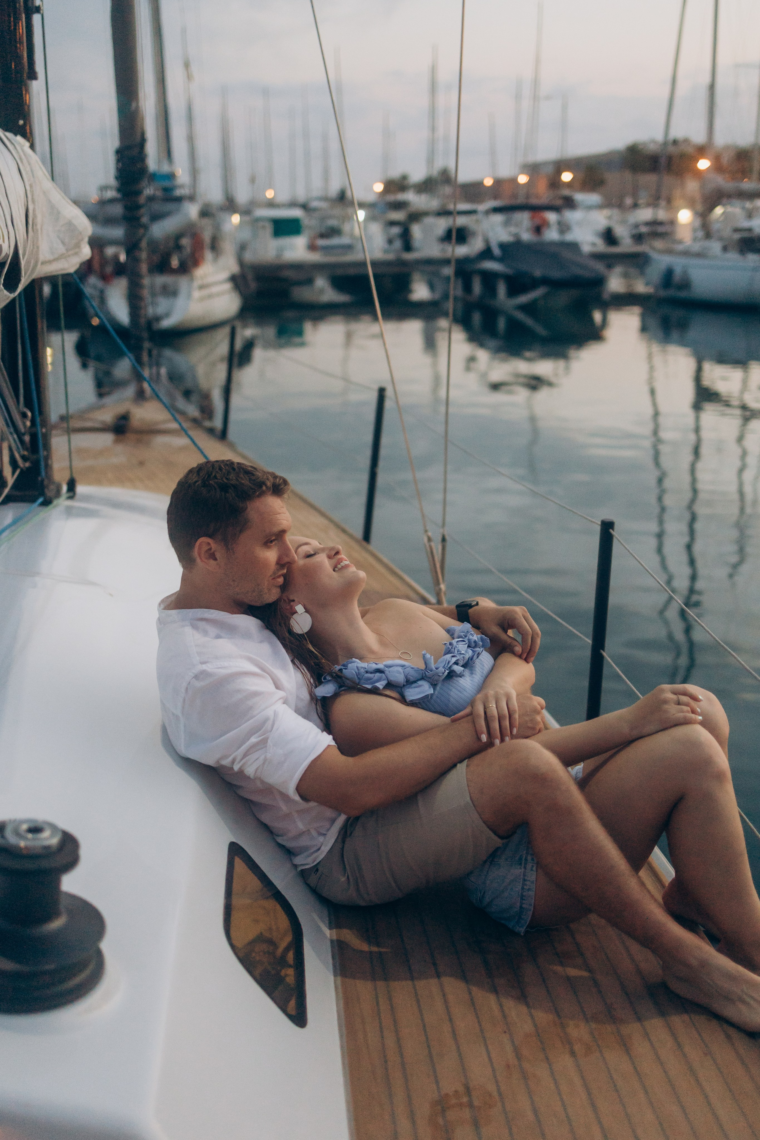 A Romantic Boat Date Near Barcelona on a Summer Evening. Photographer Videographer Spain Barcelona Tarragona