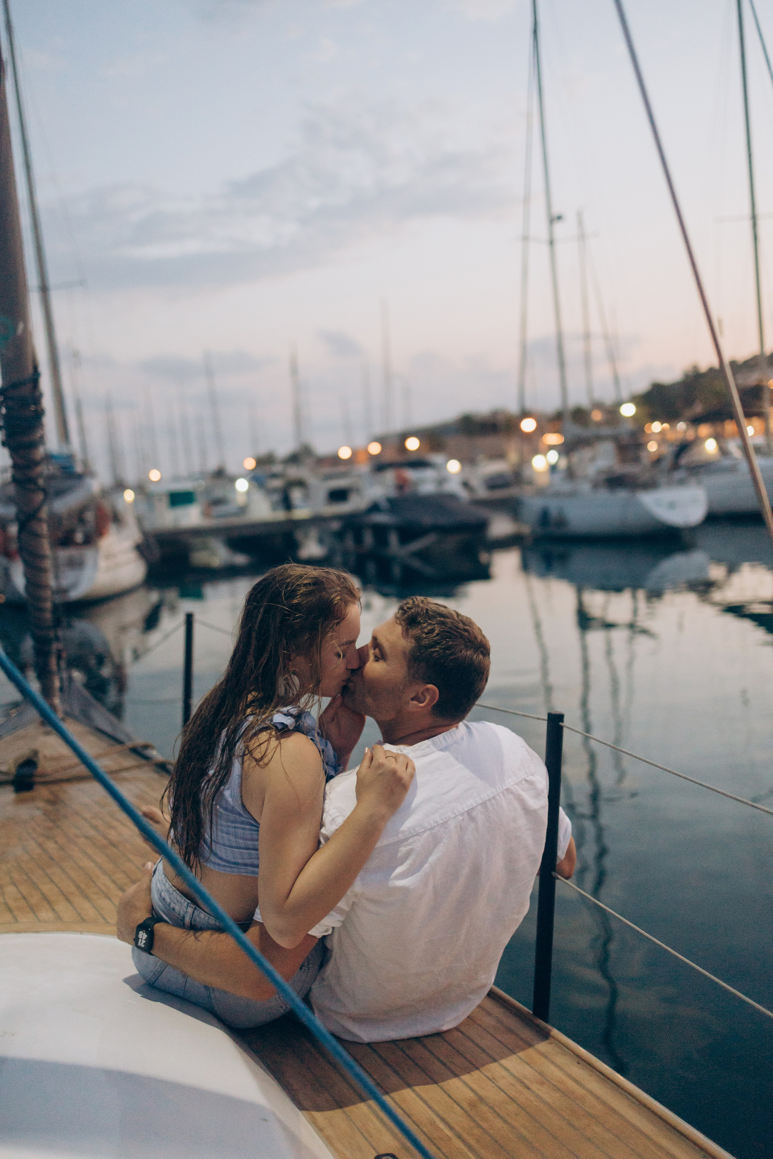 A Romantic Boat Date Near Barcelona on a Summer Evening. Photographer Videographer Spain Barcelona Tarragona