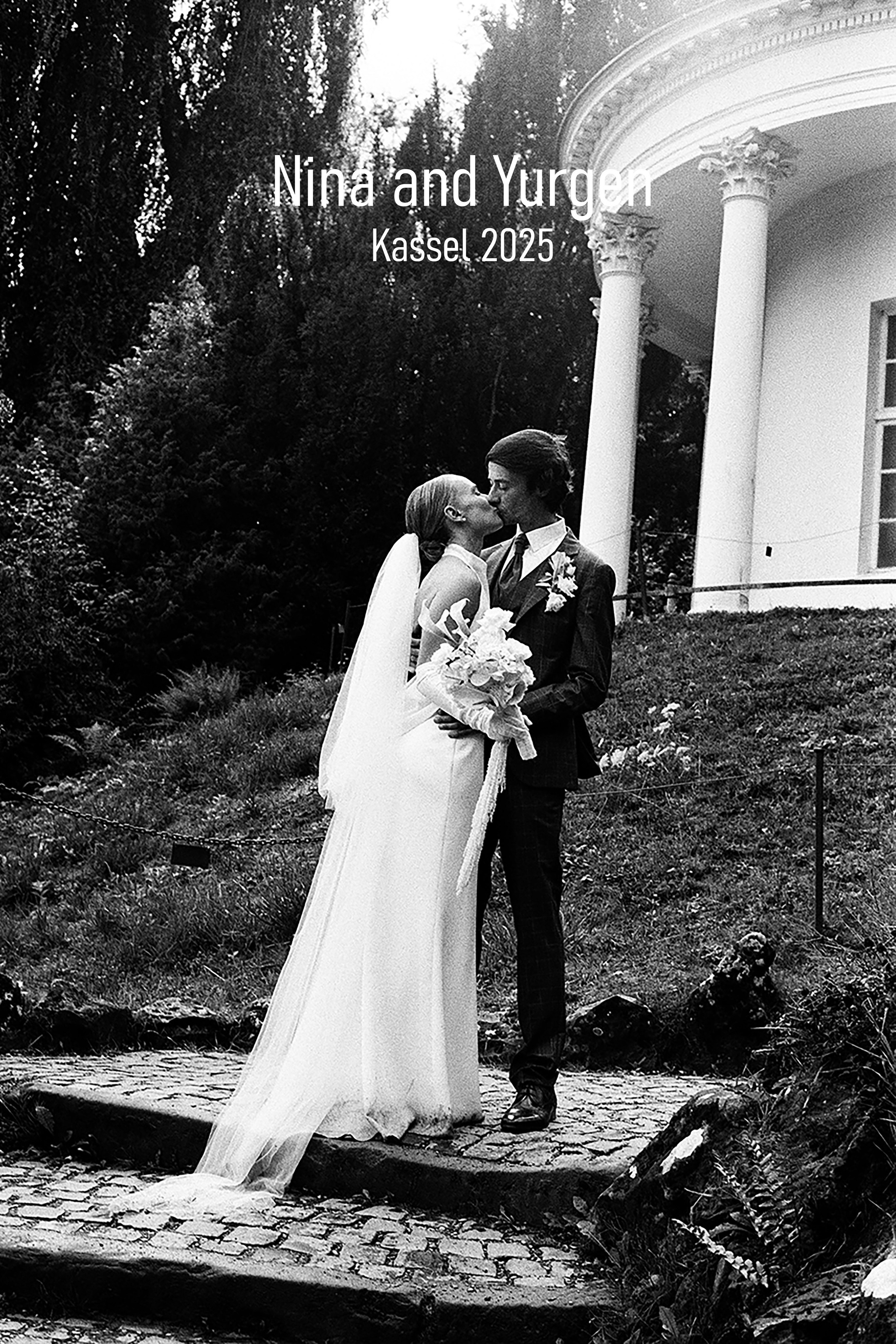 Authentic film wedding photography in Kassel, Germany, timeless photos of bride and groom"