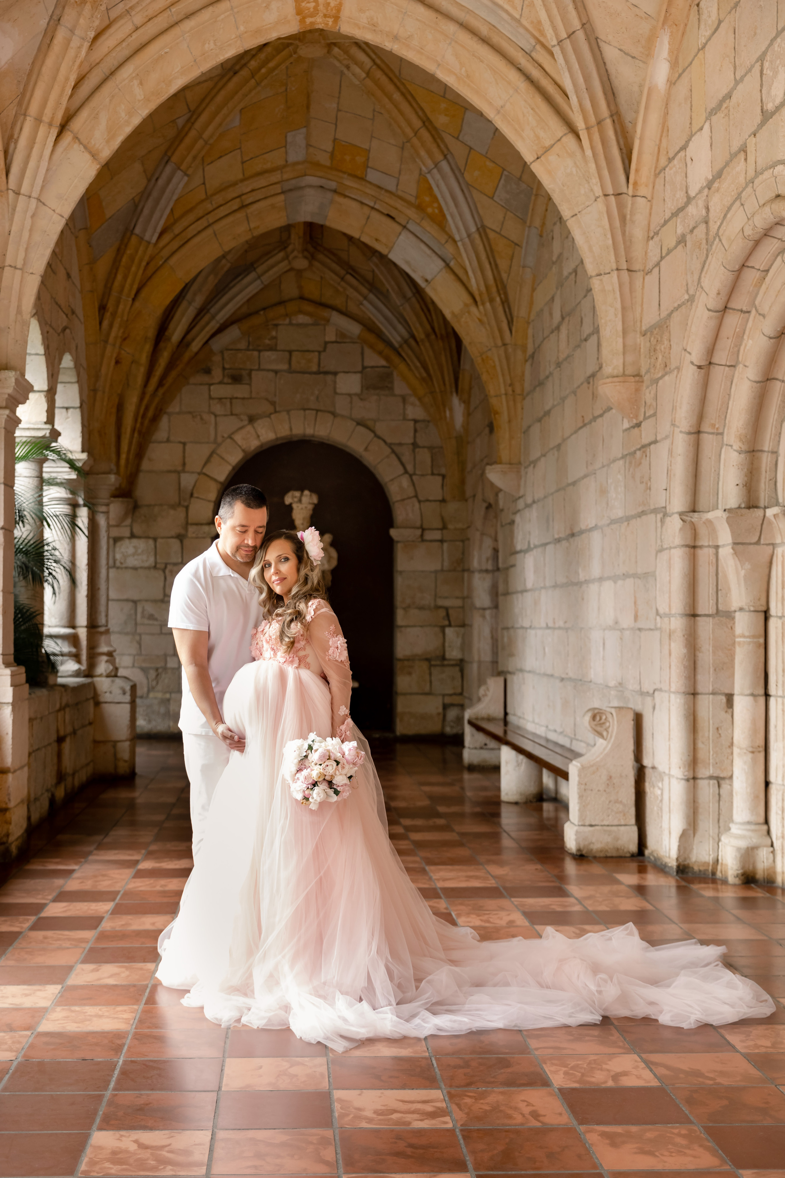 Maternity session in Ancient Spanish Monastery. Miami Family and Event Photographer