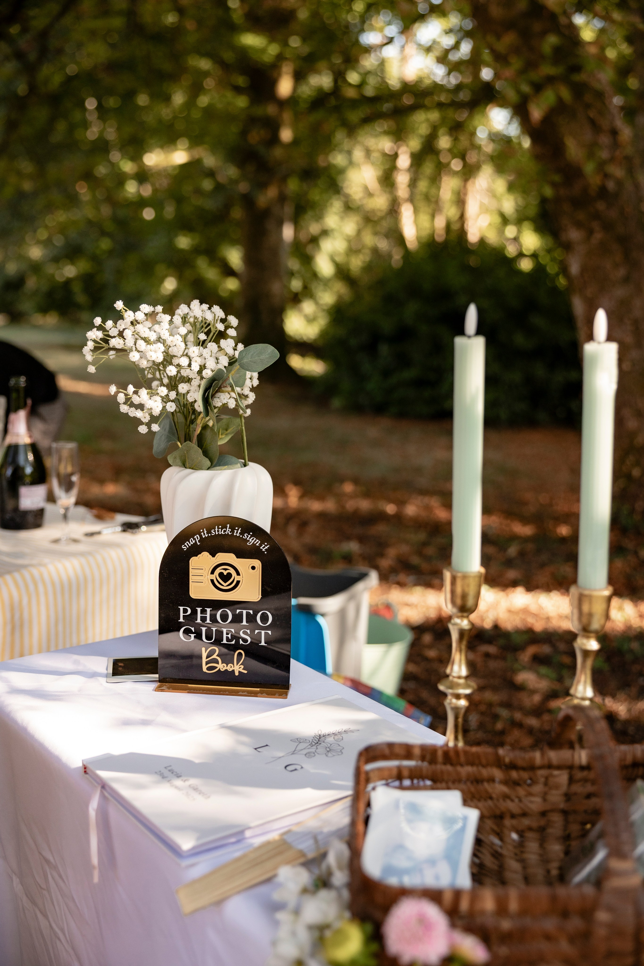Outdoor wedding ceremony setup at a French château estate