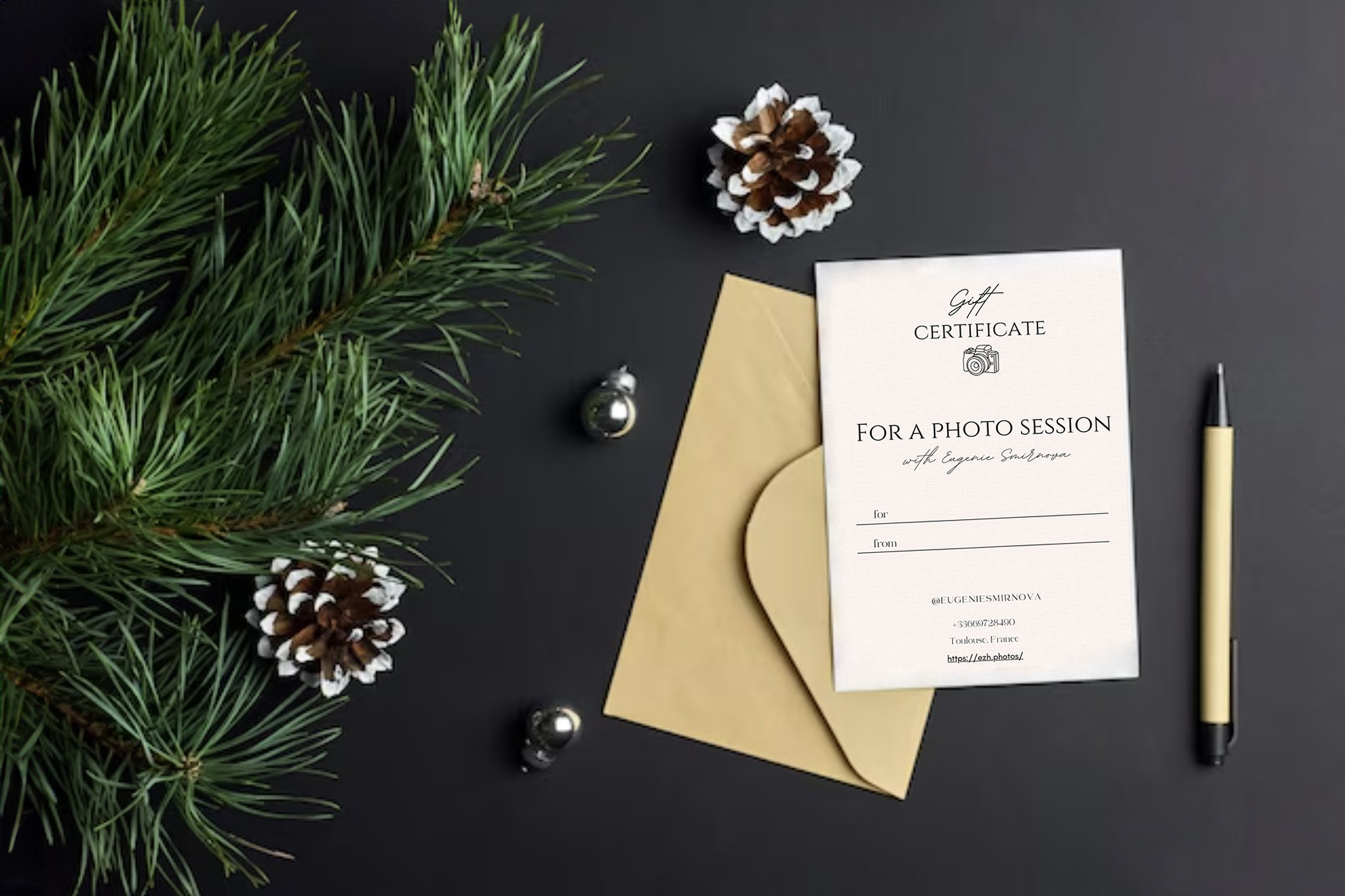 Offre Corporate de Noël 2025. Eugénie Smirnova — Photographe à Toulouse et dans le Sud-Ouest