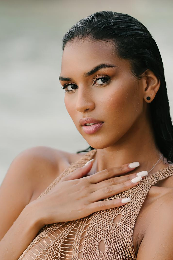 woman , girl  in the bikini on the beach with ocean waves