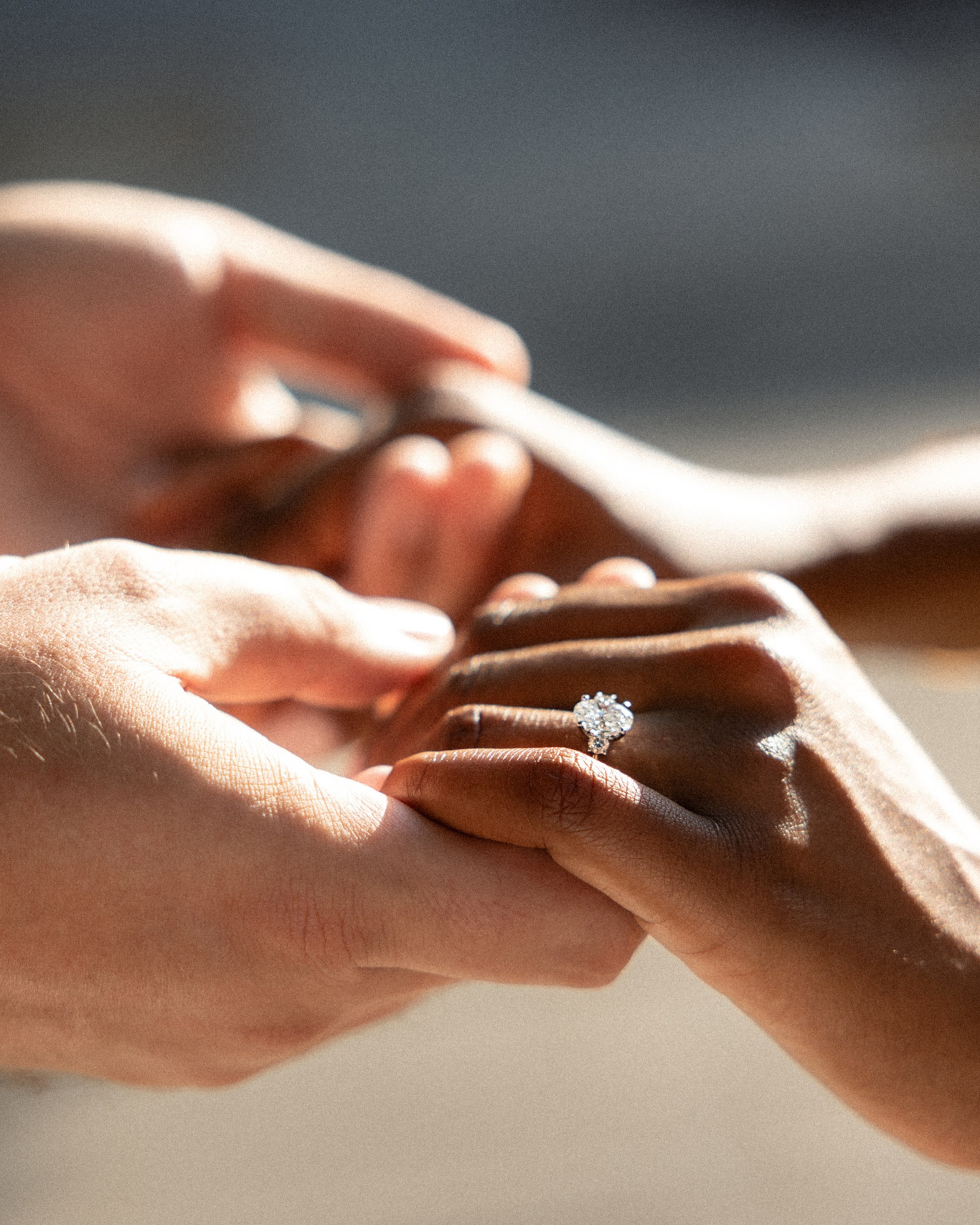 Close-up of engagement ring during proposal session in Toulouse