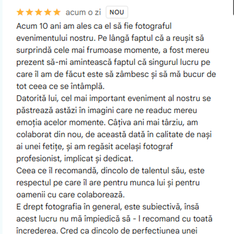 Recenzii Clienți | Fotograf Nuntă Galați – George Nica