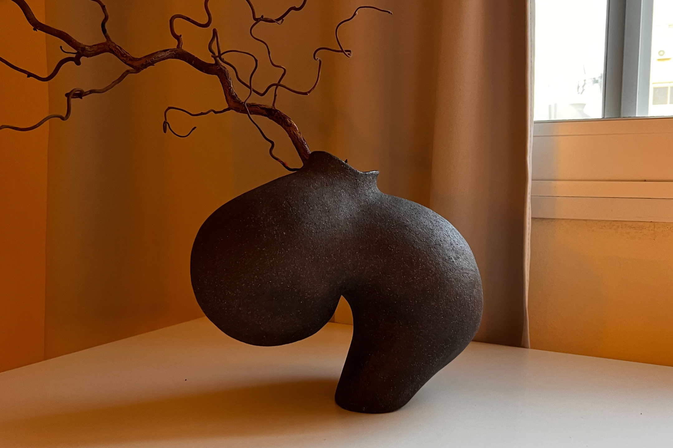 beautiful handmade ceramic vase on the table