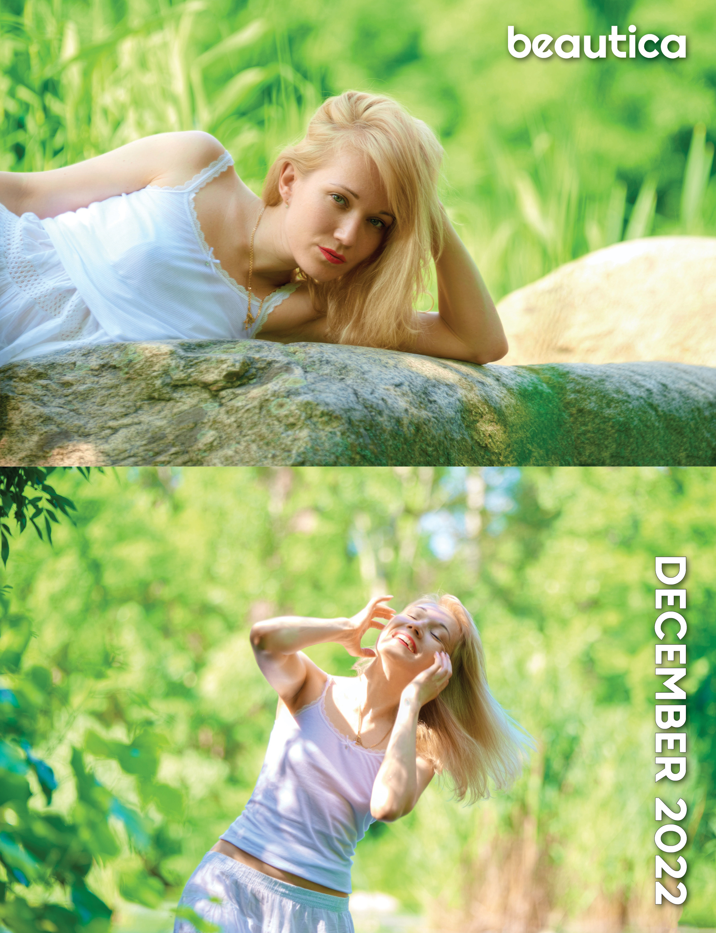 Девушка в белом платье на природе.