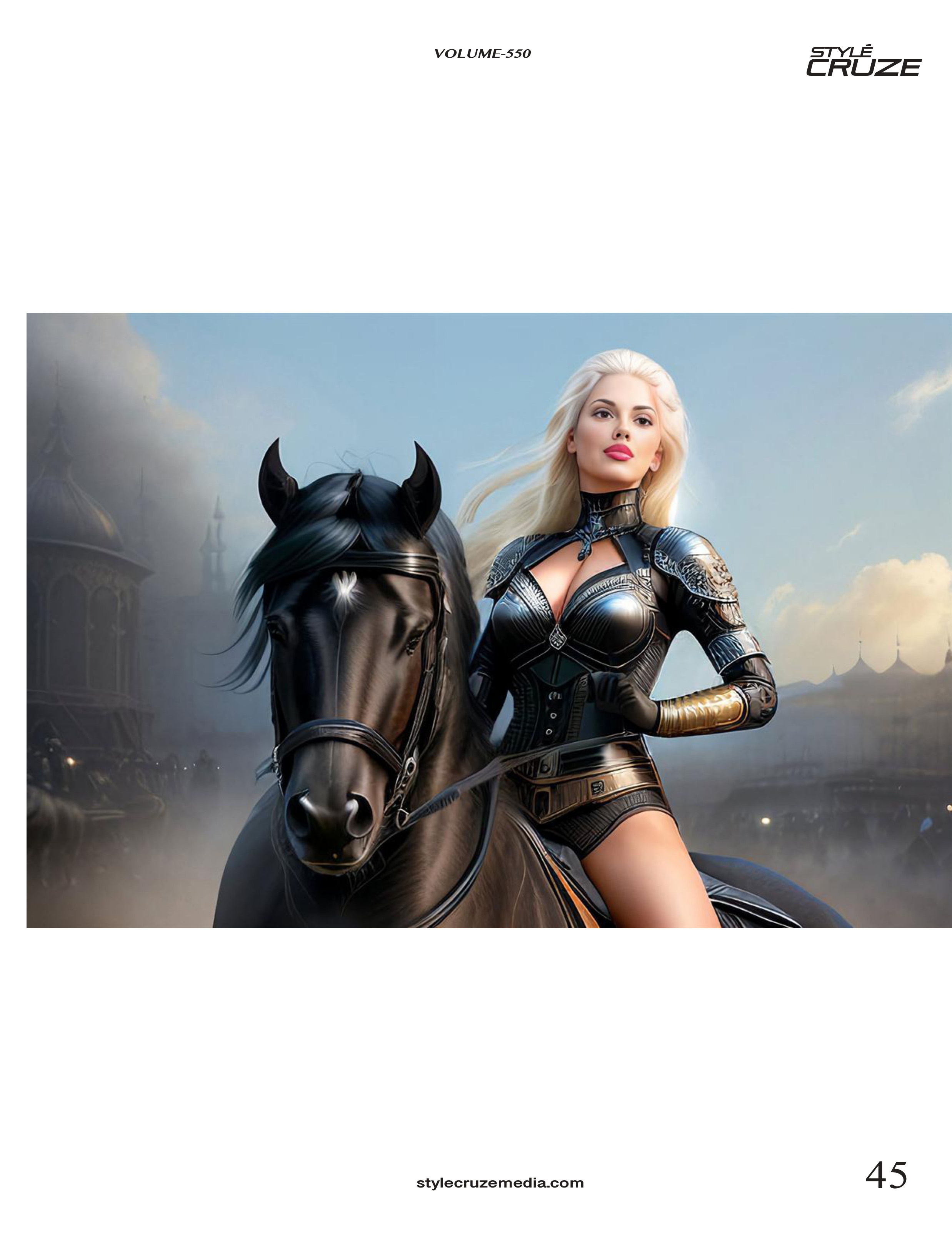 беловолосая девушка воин на коне.