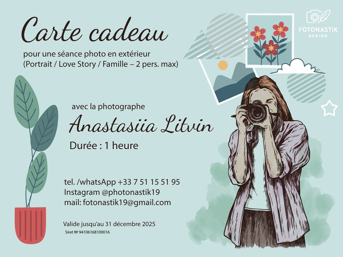 Services. Photographe et graphiste Anastasiia LITVIN - Besançon, France