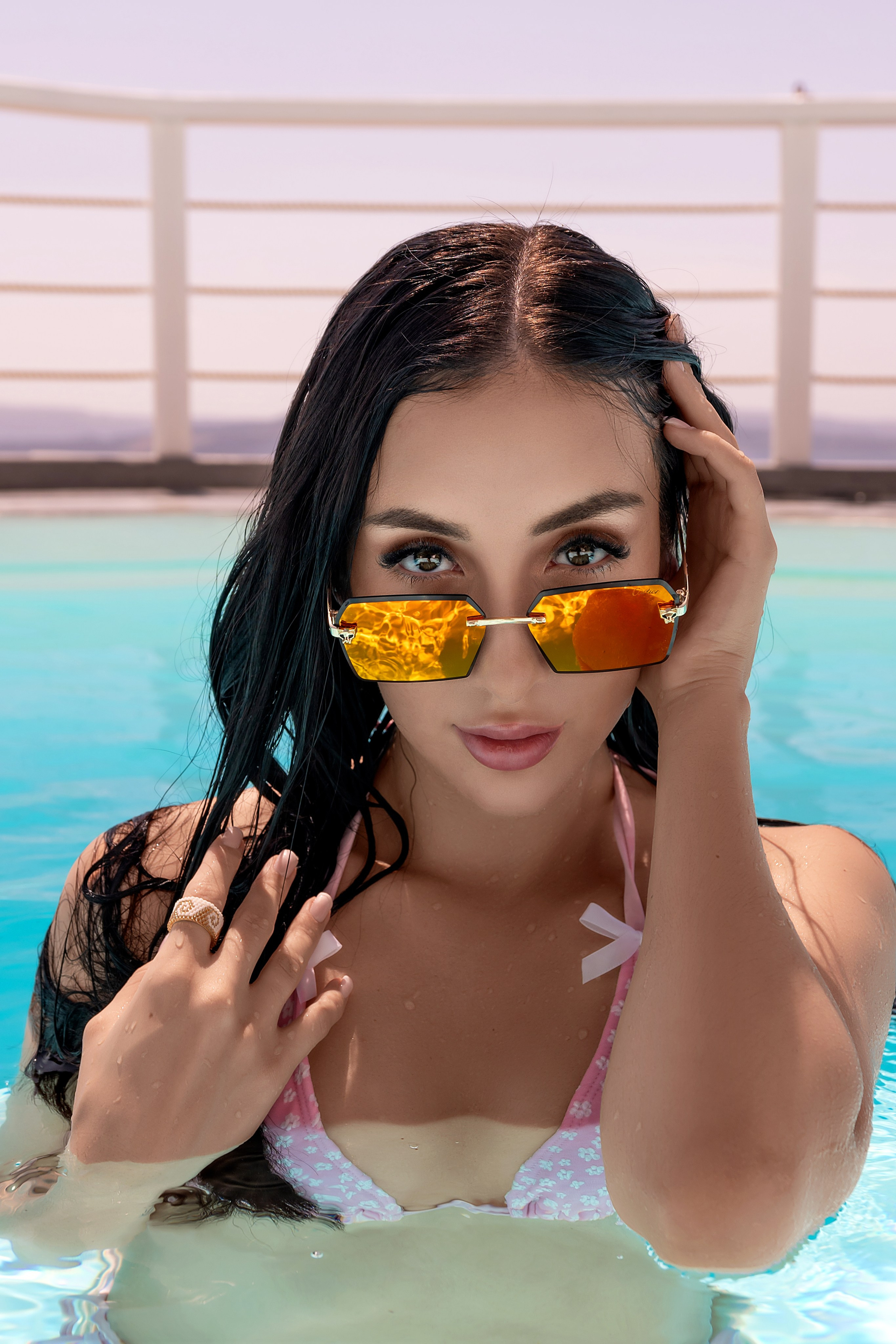 Pool Photo Shoot in Santorini