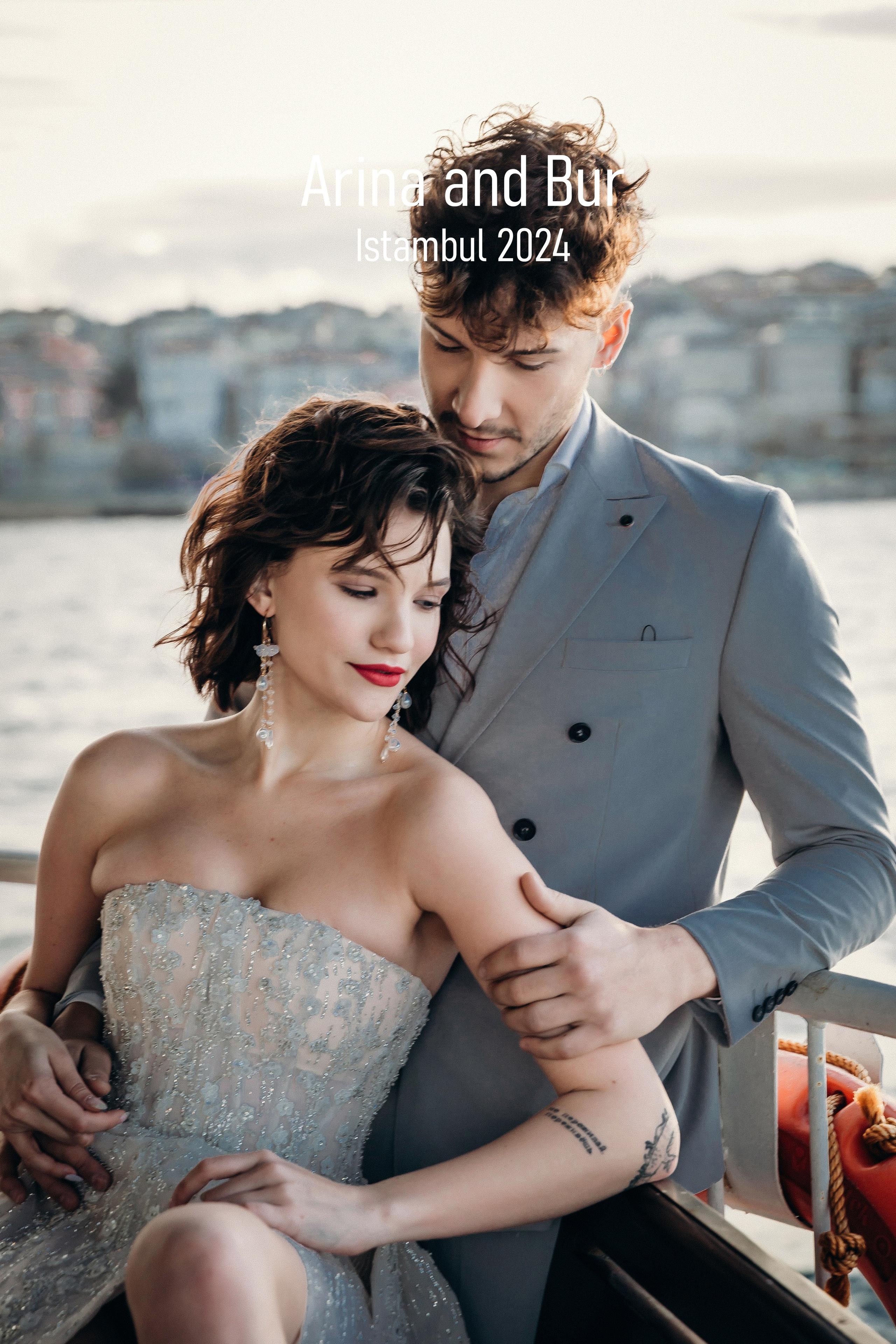 Beautiful wedding photoshoot in Istanbul with Bosphorus view, stunning couple, romantic city atmosphere, wedding photography Europe, wedding videography Europe