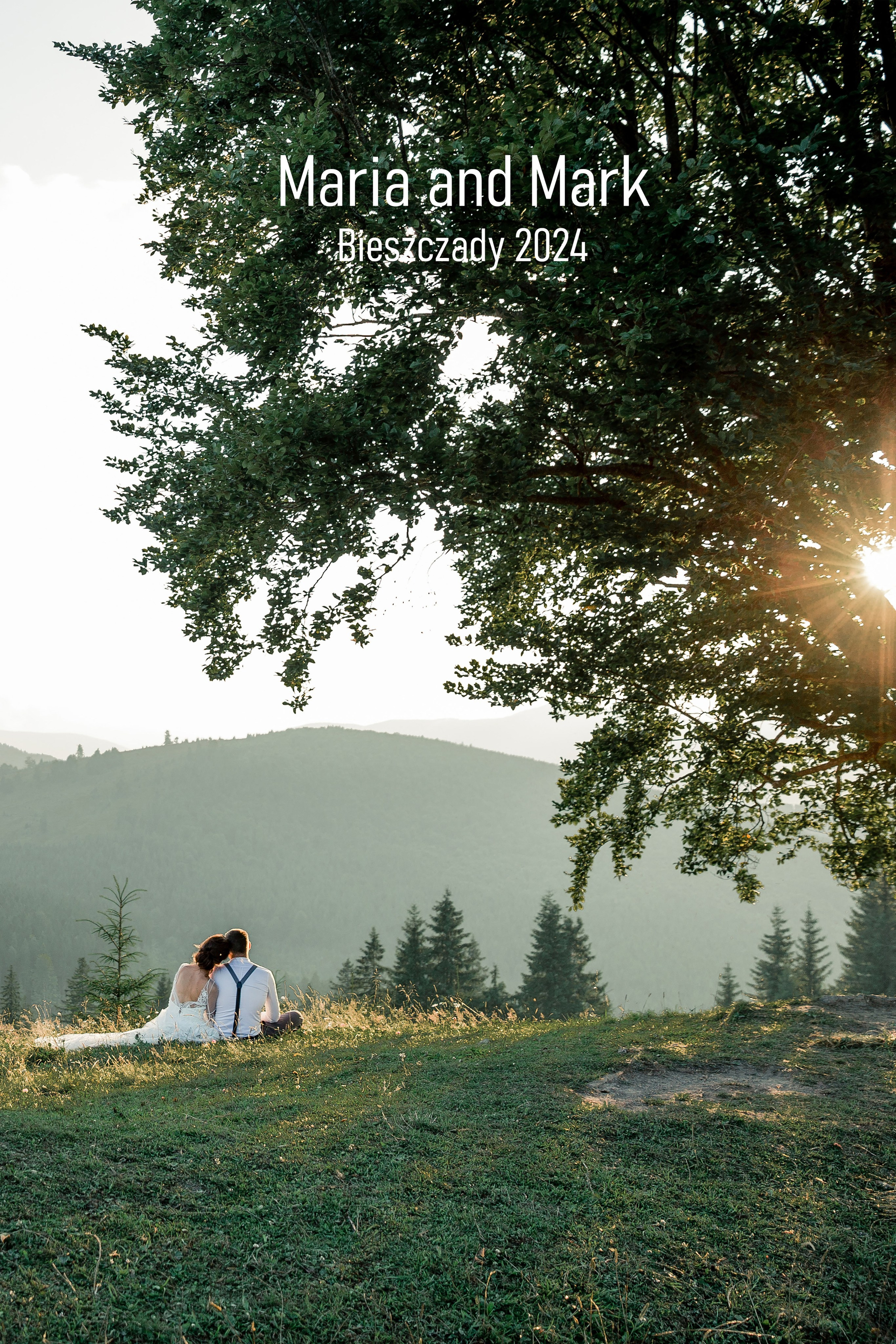 Romantic wedding photography in the Carpathian Mountains, Poland, bride and groom in stunning mountain landscape