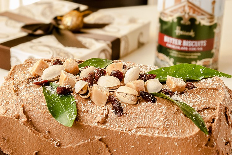 Chocolate Swiss Roll with Cream Filling