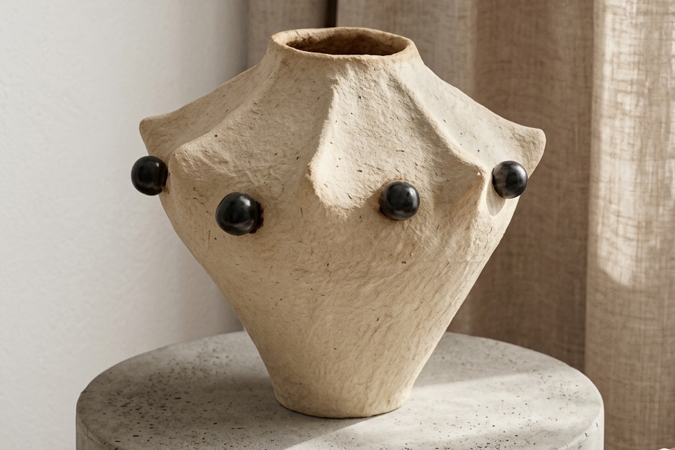 beautiful handmade ceramic vase on the table