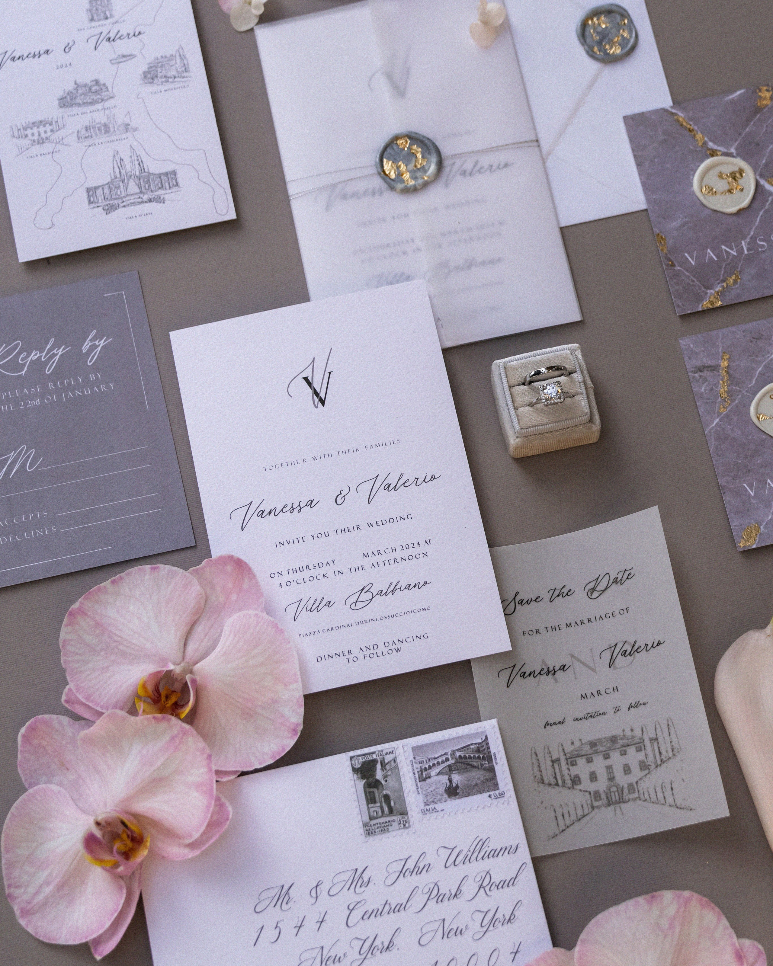 Flatlay of bridal accessories