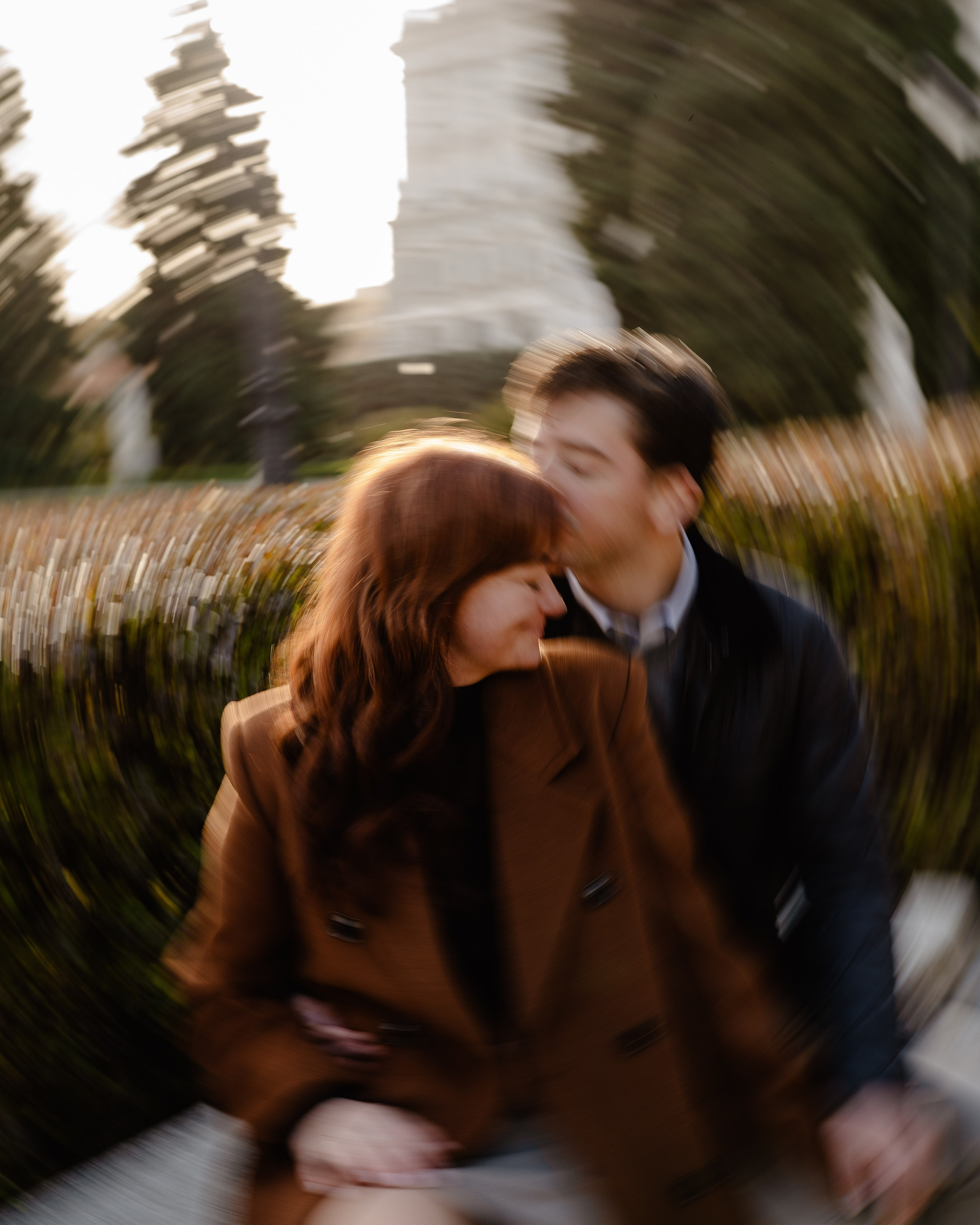Couple in the morning in the Royal Palace of Madrid