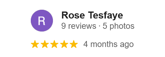 Google review by Rose Tesfaye – 5 stars for maternity and pregnancy photography in Toronto. Appreciated warm atmosphere, personalized approach, and timeless maternity portraits by Iana Banana.