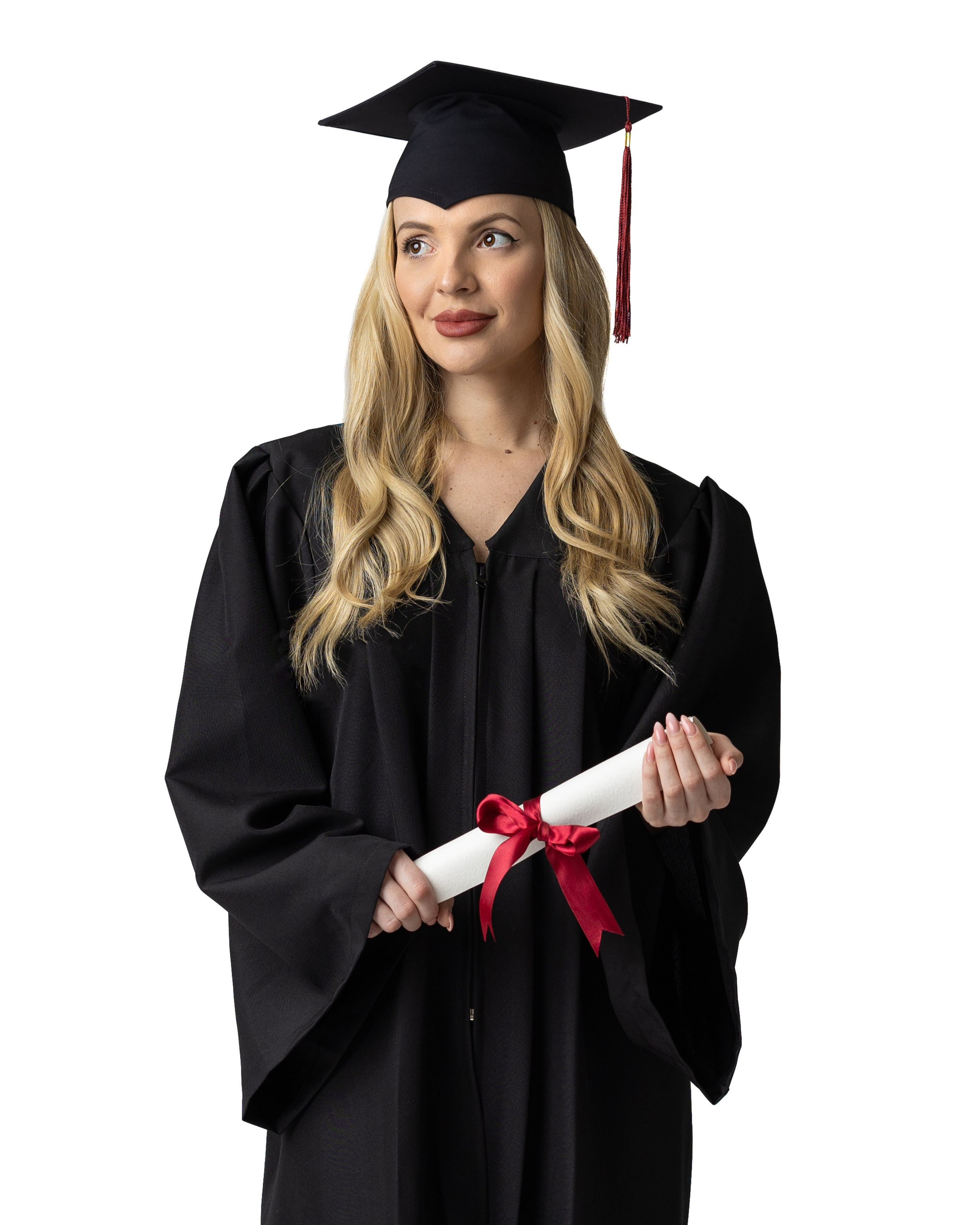 Академична абсолвентска тога и абсолвентска шапка за  завършване и дипломиране – черен цвят