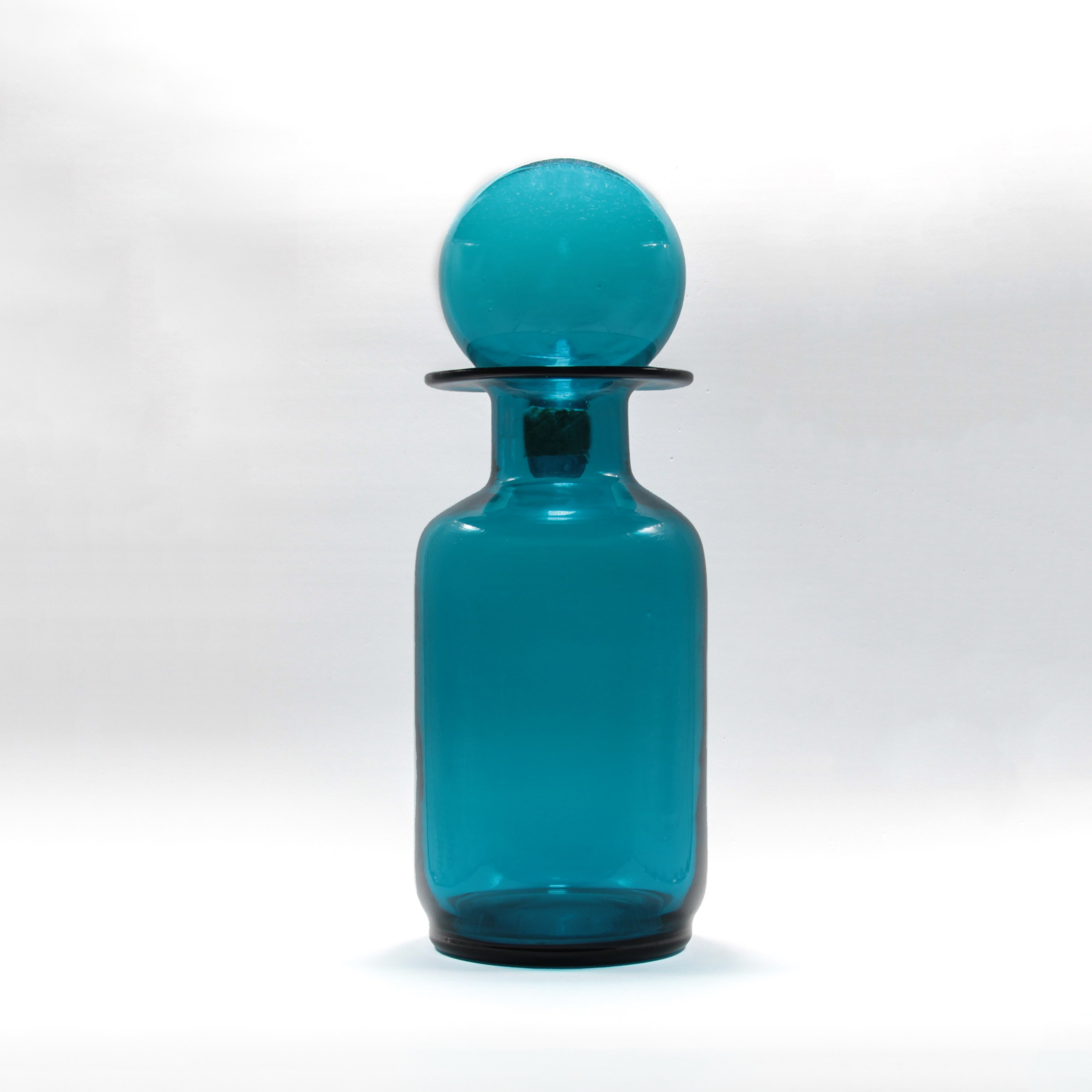 Spanish Vintage Handmade Turquoise Glass Water Jug "Blue Ice"