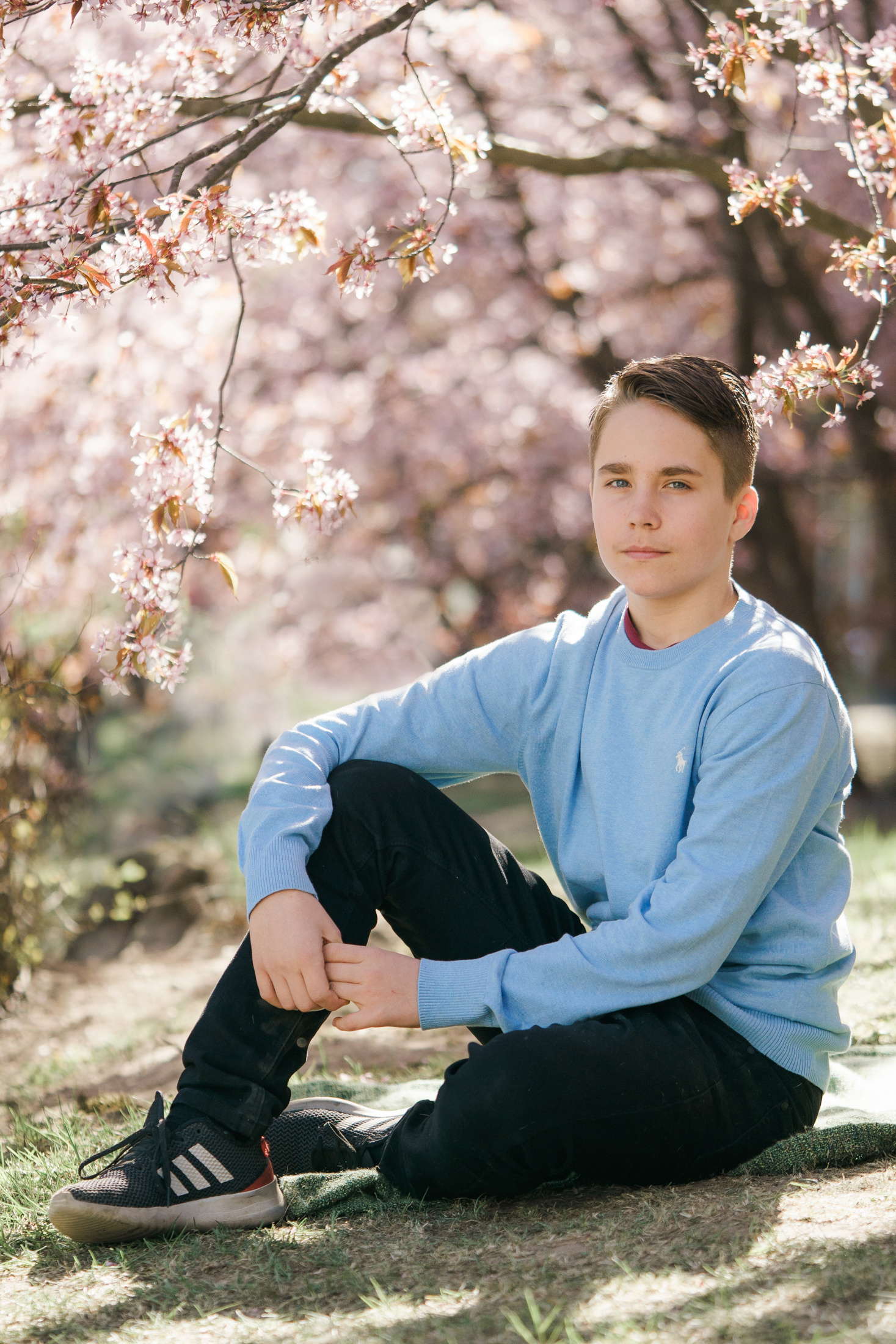 Perhekuvaus Roihuvuoren kirsikkapuistossa