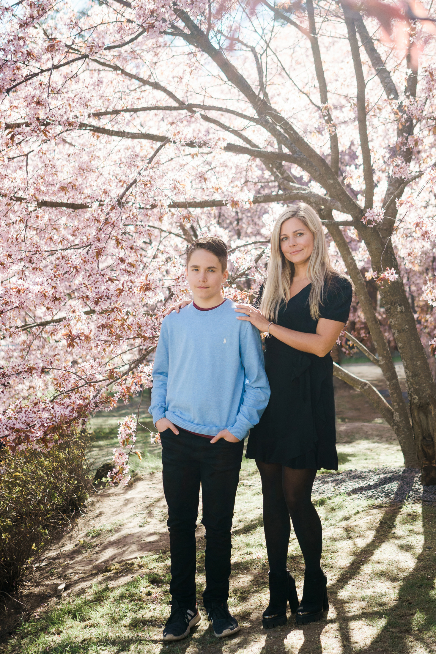 Perhekuvaus Roihuvuoren kirsikkapuistossa