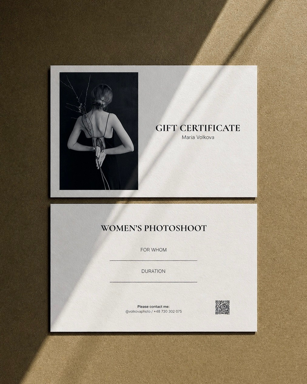 Voucher podarunkowy. Maria Volkova — fotografka w Warszawie