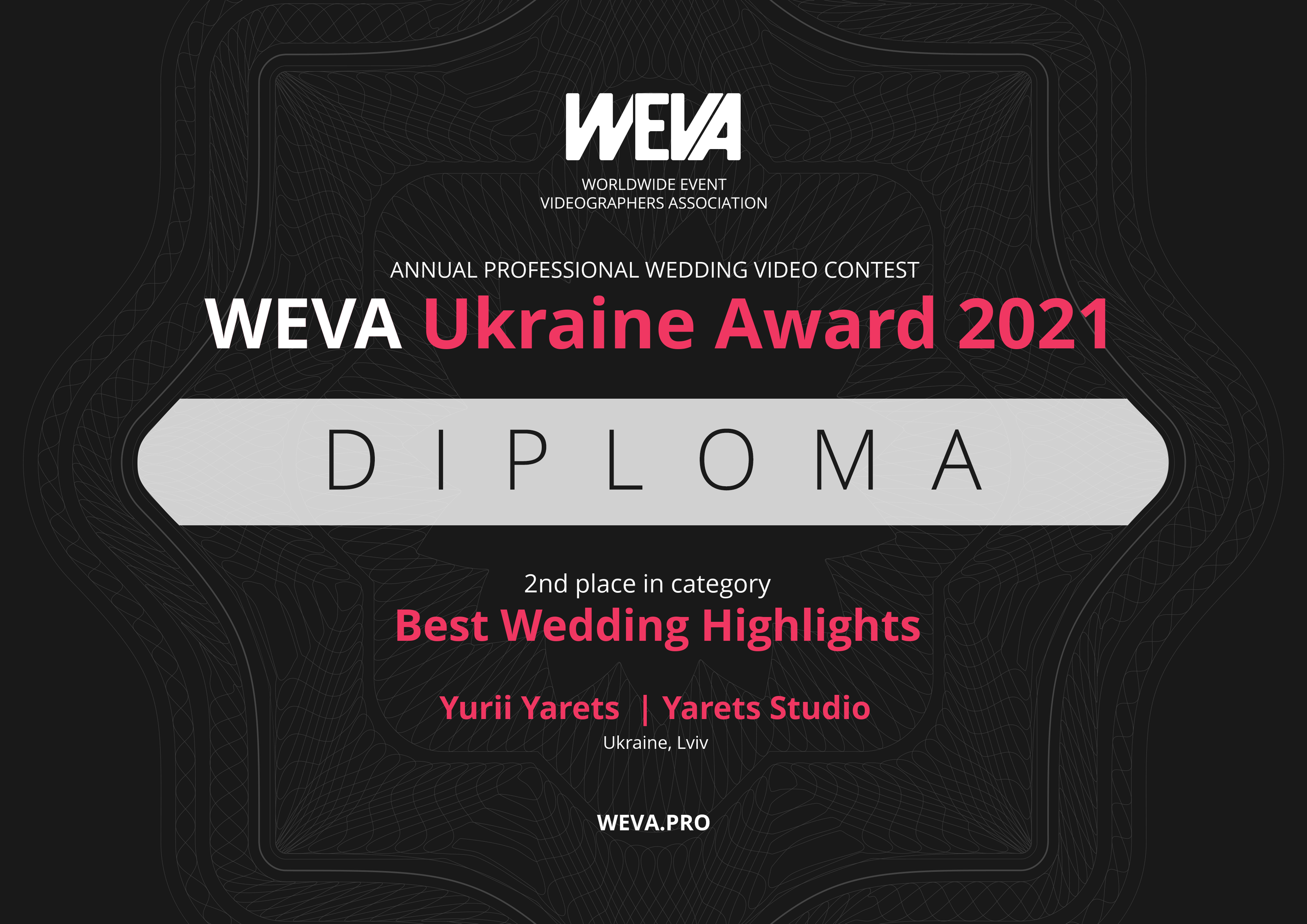 WEVA AWARDS UKRAINE 2021. Yarets Studio | Wedding Films & Photography | Worldwide