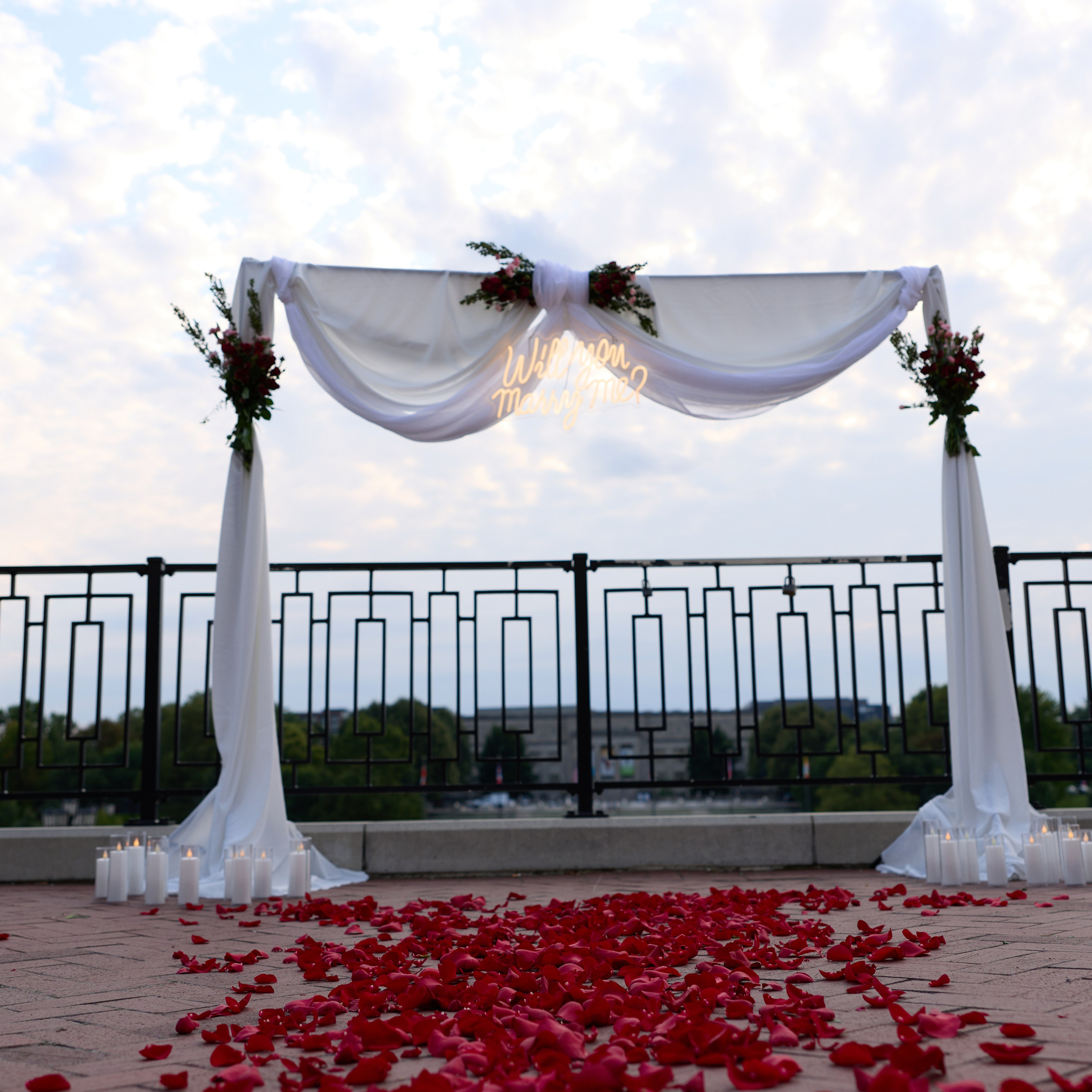 Romantic Surprise Proposal at East Bank Park in Columbus. Kovyphoto