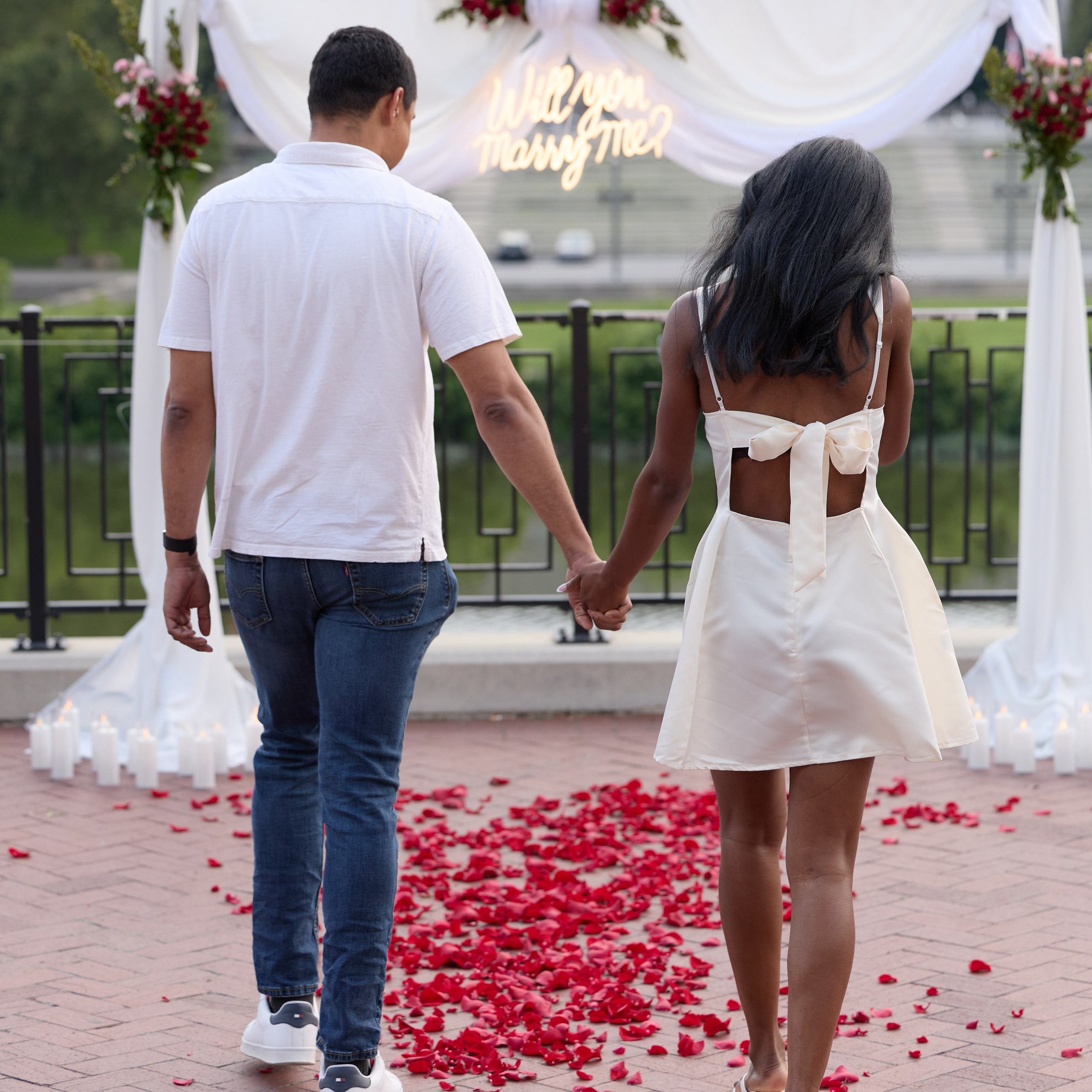 Romantic Surprise Proposal at East Bank Park in Columbus. Kovyphoto