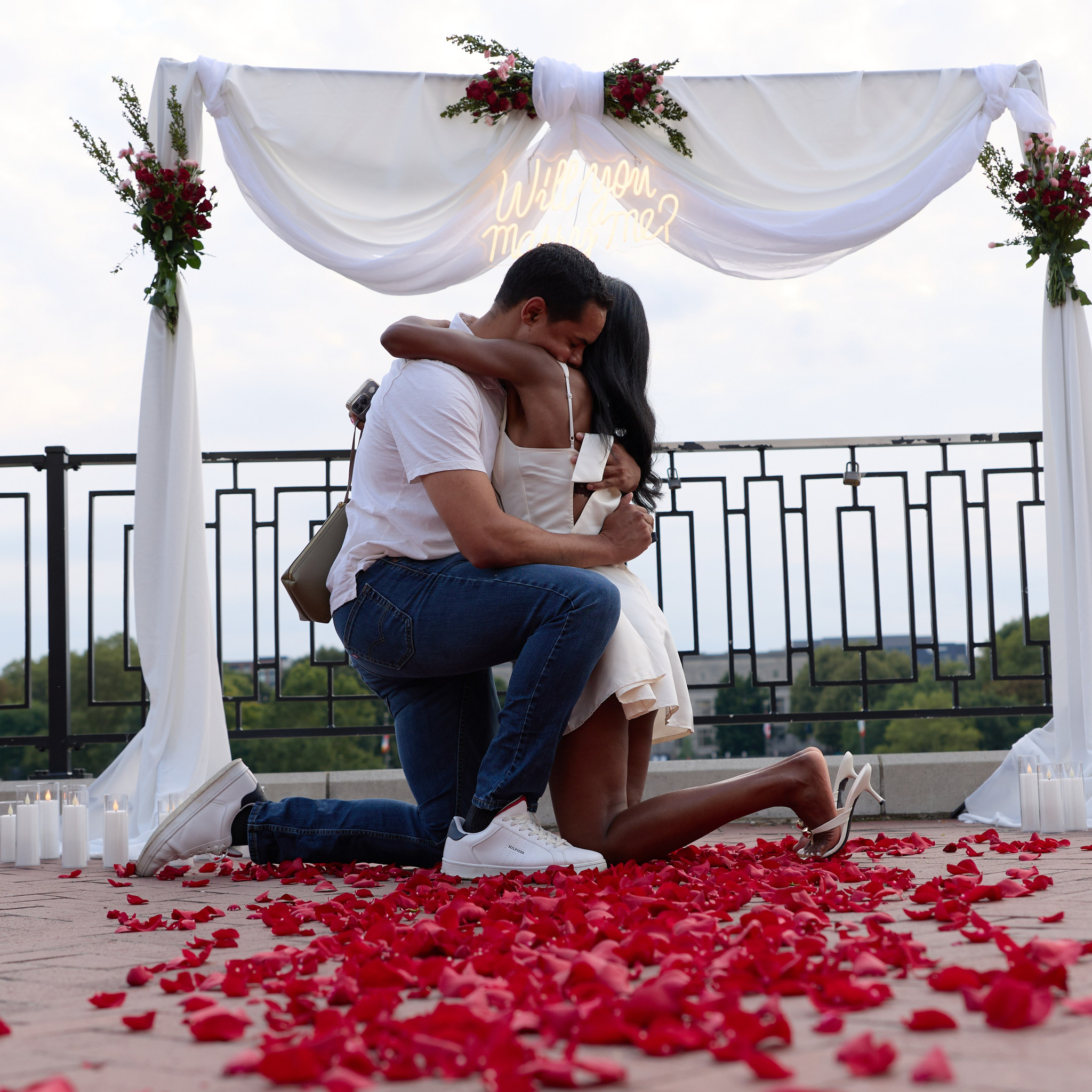 Romantic Surprise Proposal at East Bank Park in Columbus. Kovyphoto