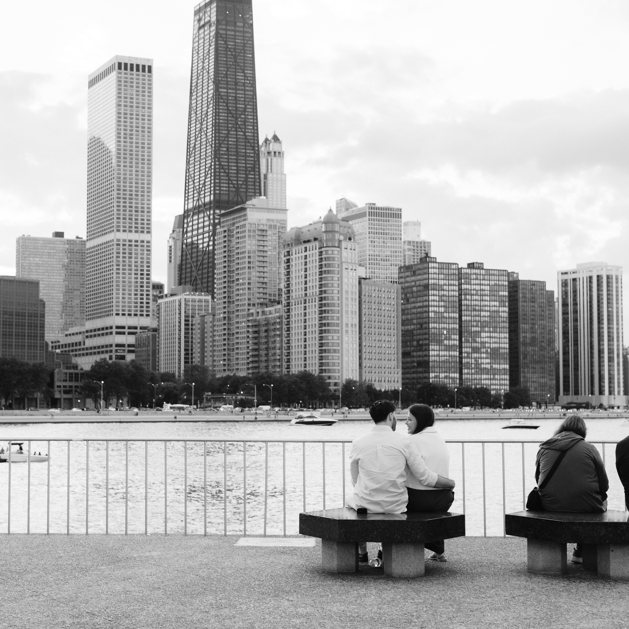 Proposal moment close-up at Milton Lee Olive Park, Chicago.