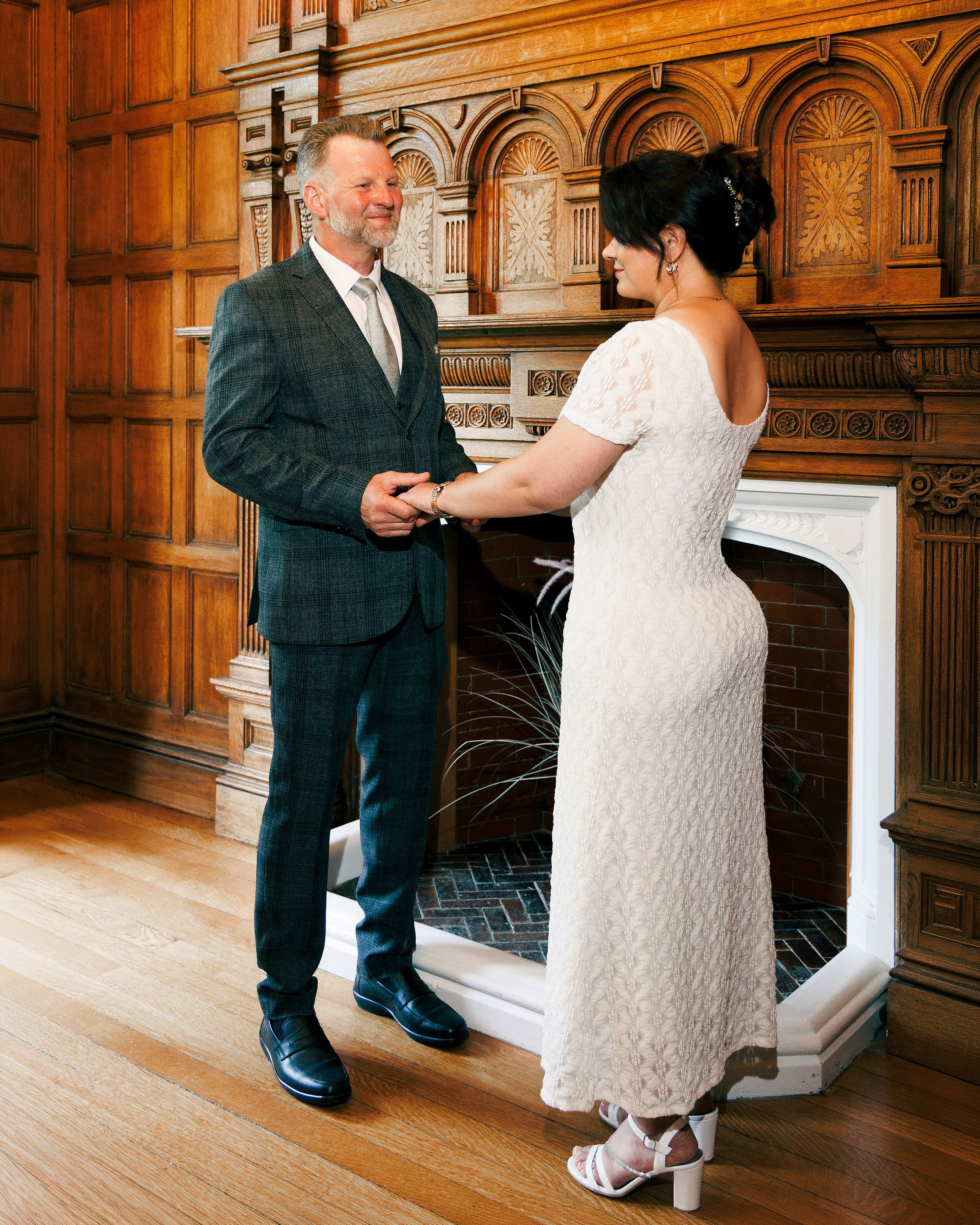 bride and groom during a natural wedding portrait