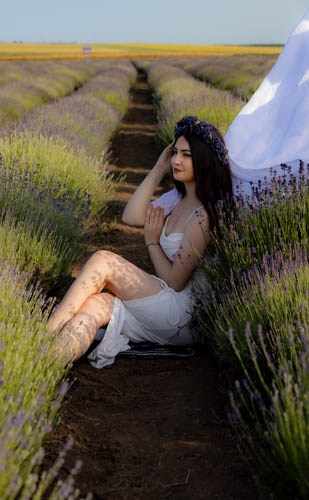 Sedinta foto in lanul de lavanda