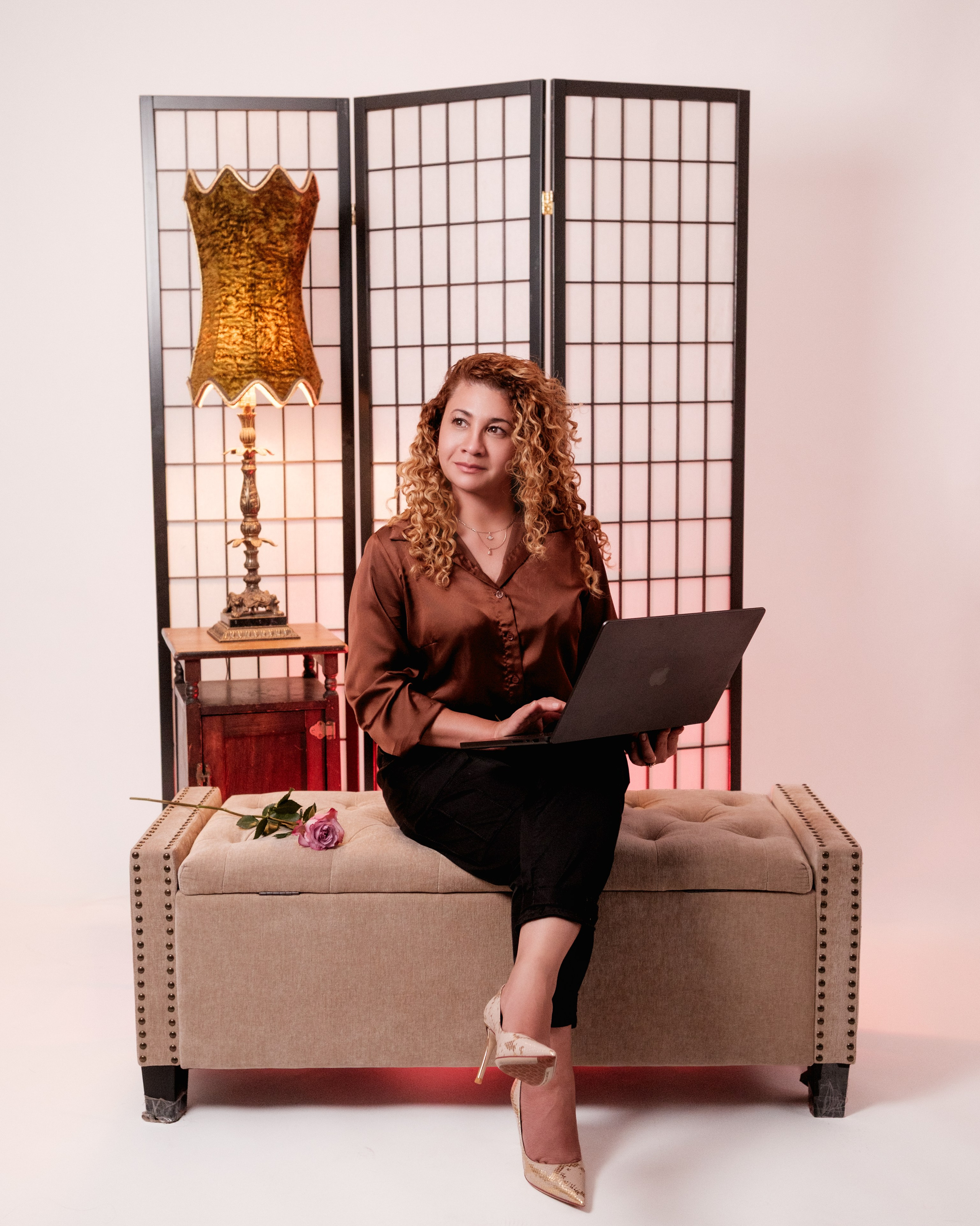 Editorial personal branding portrait for professional woman in private studio Indianapolis