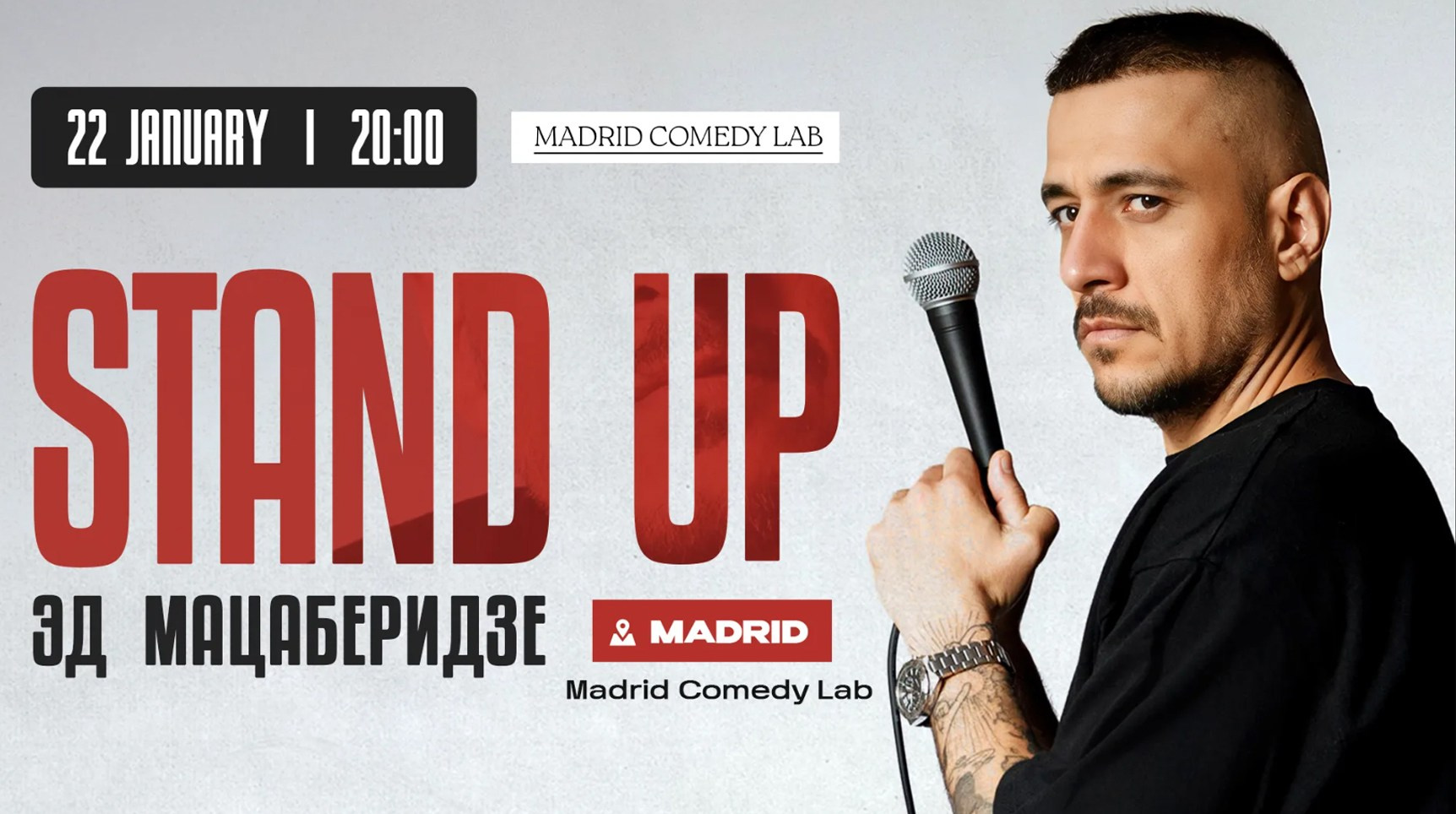 Eduard Matsaberidze Stand Up at Madrid Comedy Lab — Live Comedy & Tickets Online | FOTKAI