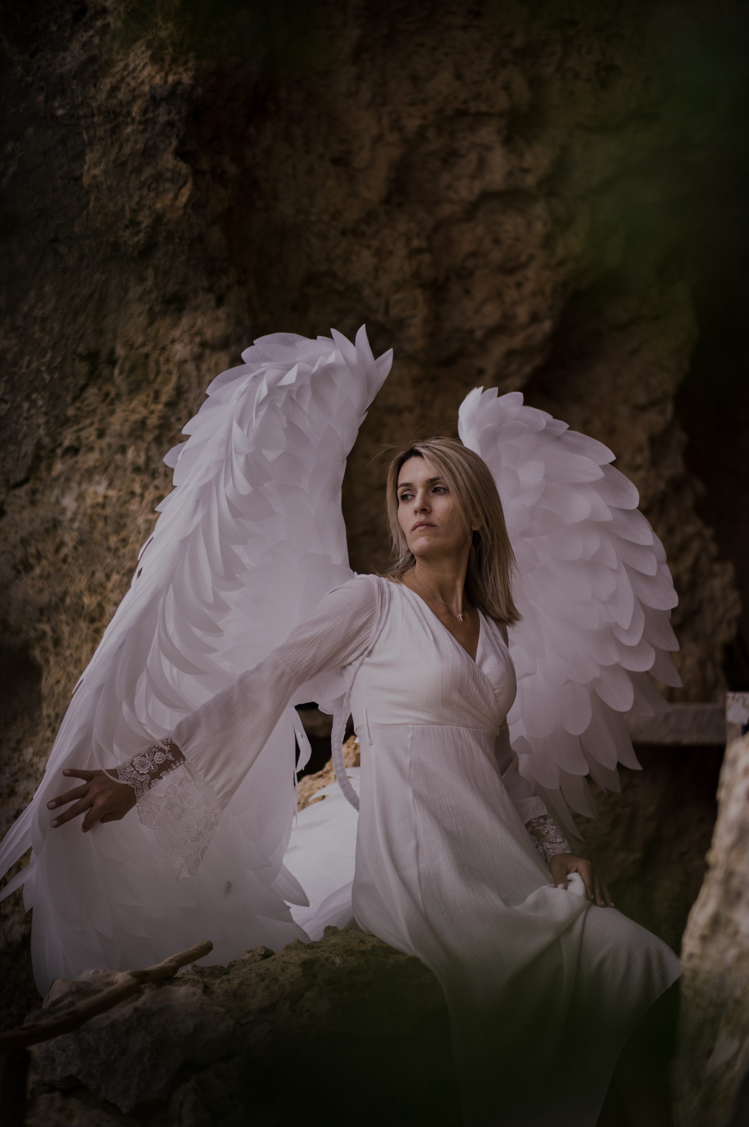 Angel in woods. Photograper in Chania, Crete