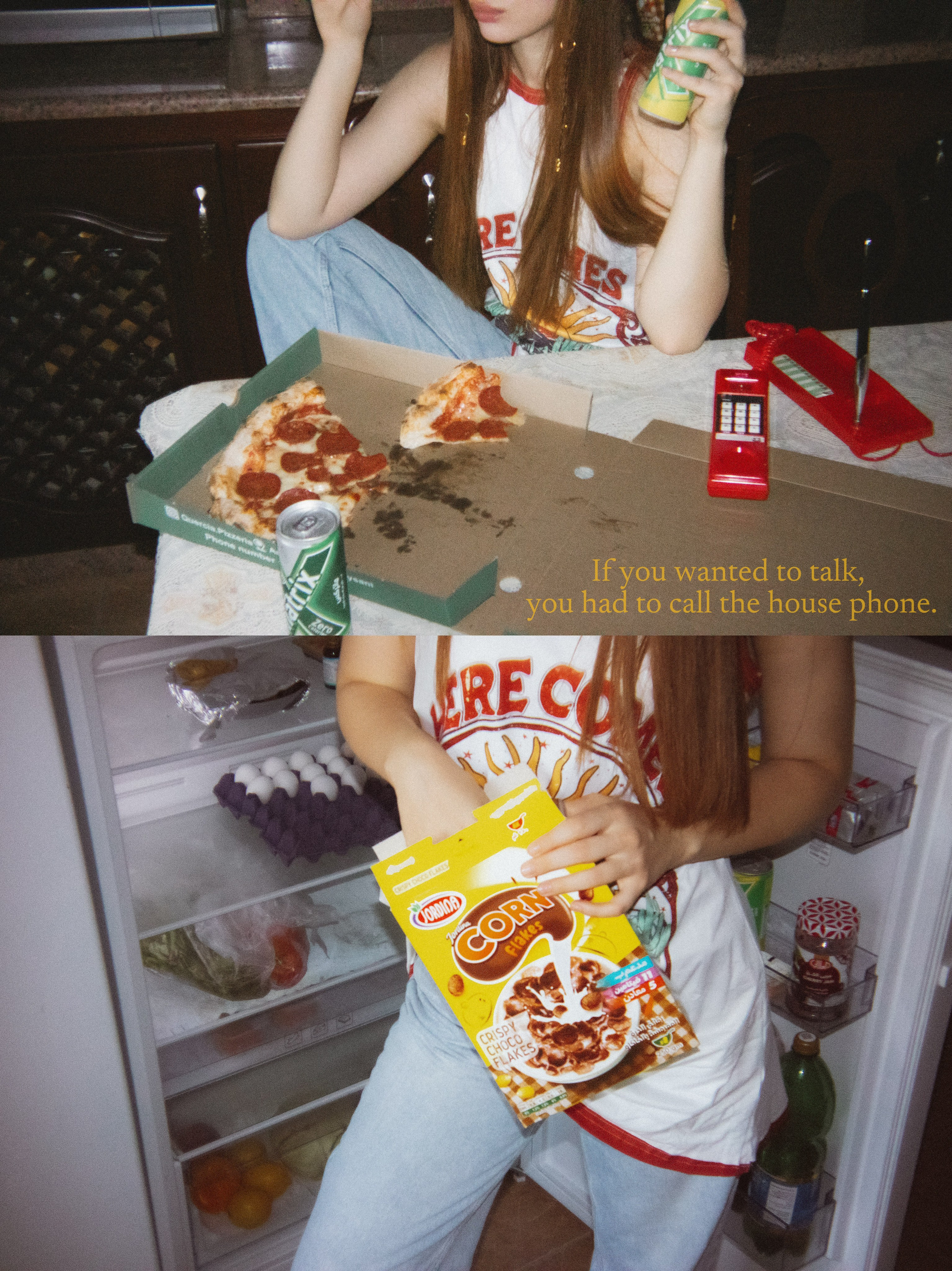 Kate 2000s Vibe — home, pizza, kitchen. Veronika Basova | Photographer | Cinematic & Magazine | Amman, Jordan